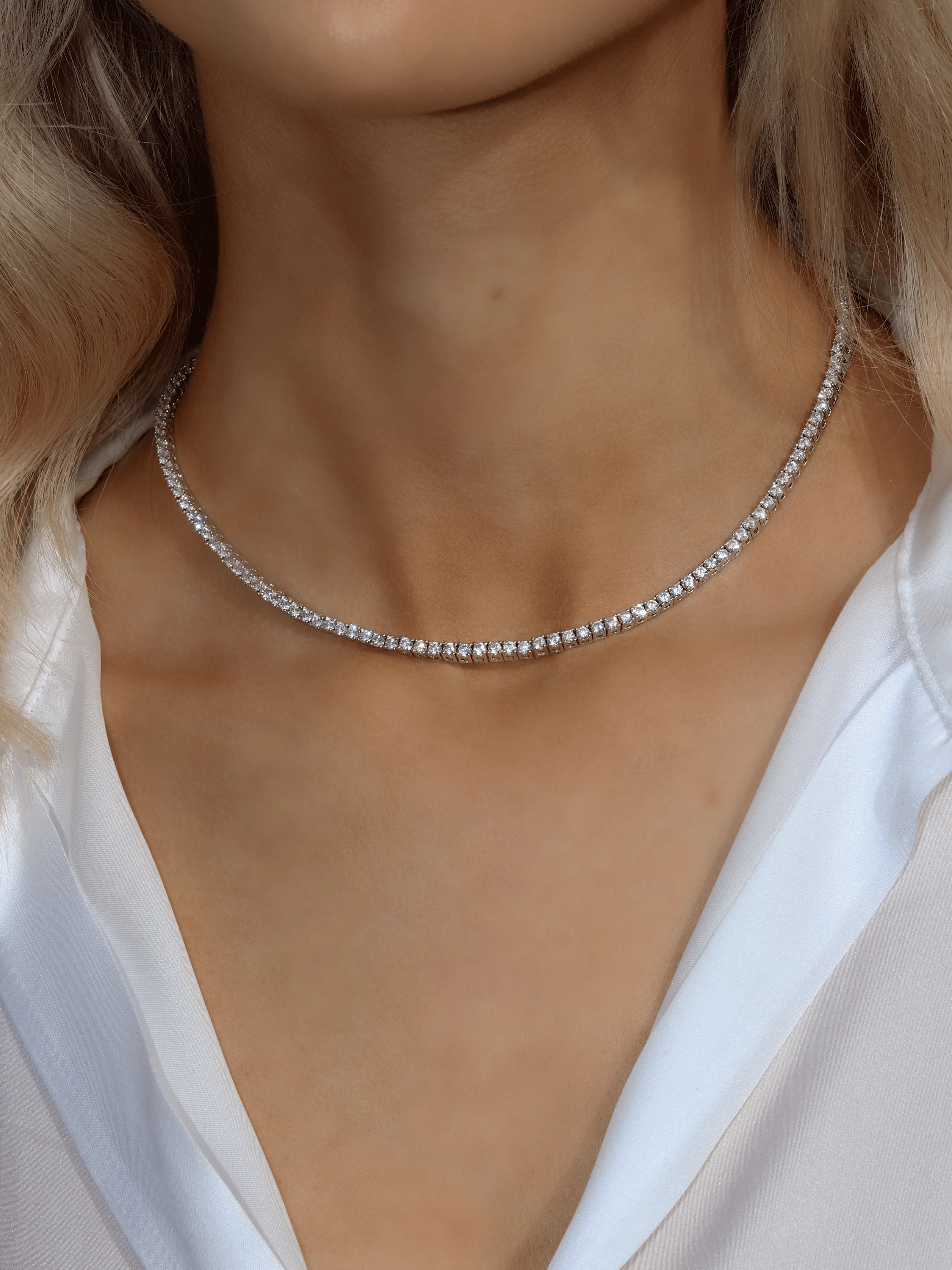 Celeste Tennis Necklace - Silver - Image 4