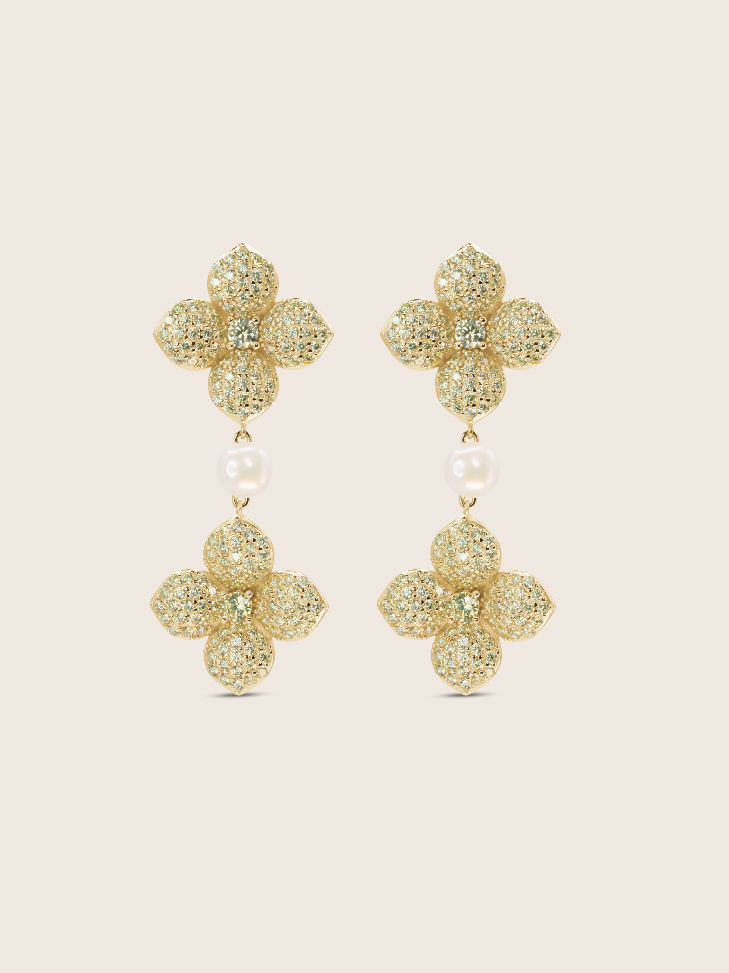 Hydrangea Pearl Drop Earring - Lemon Drop