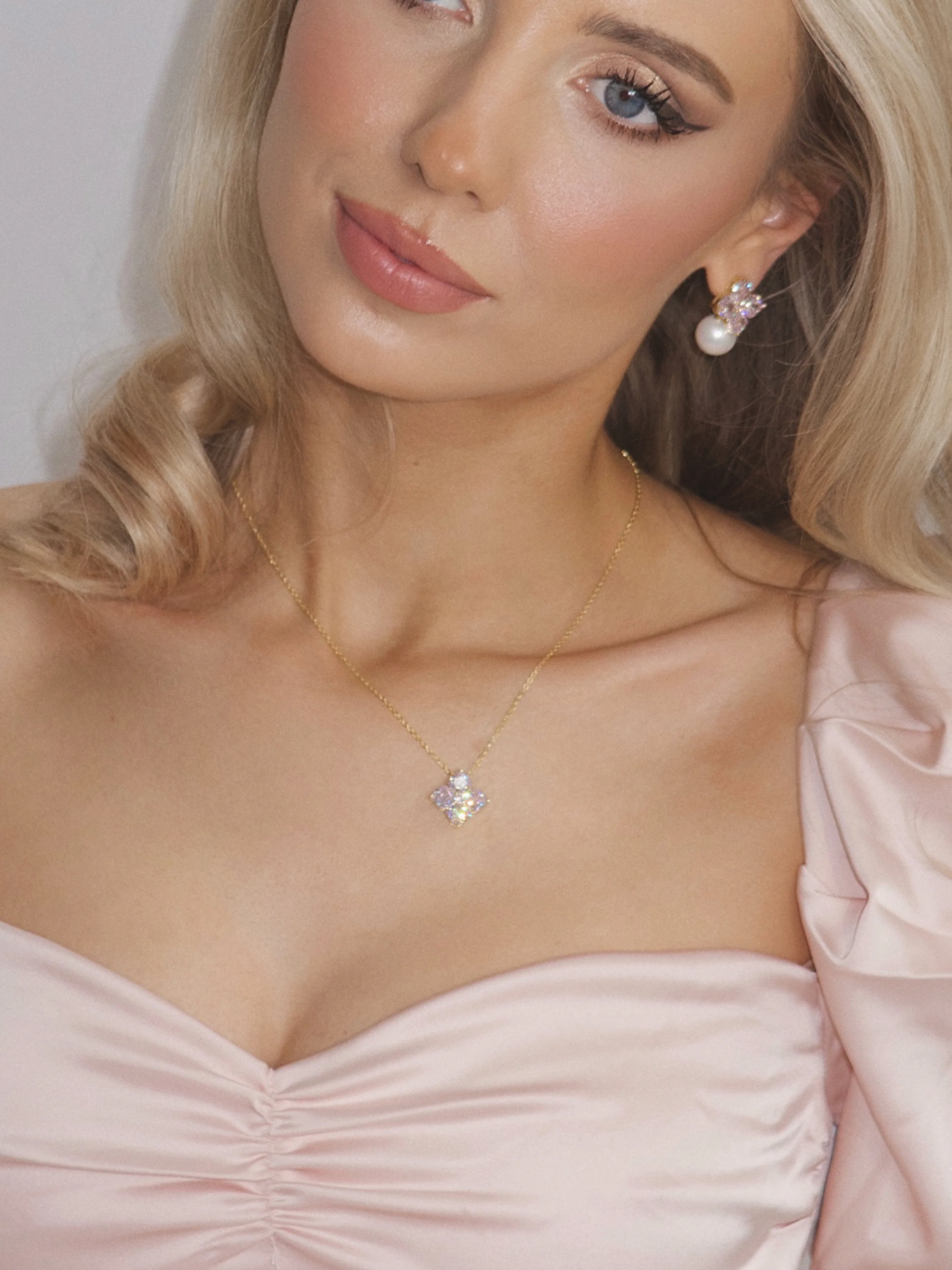 Crystal Hydrangea Necklace - Blush - Image 3