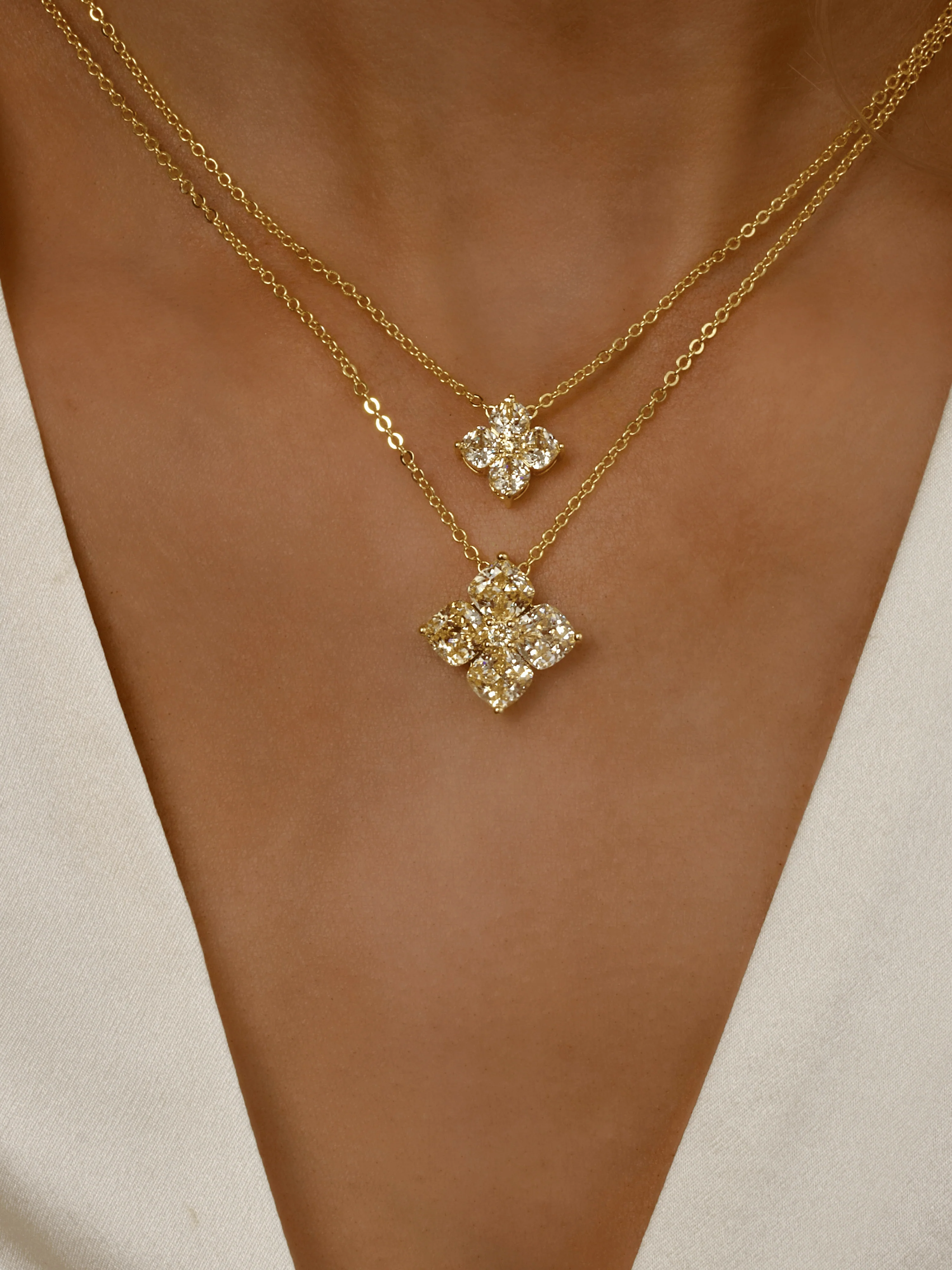 Crystal Hydrangea Necklace - Lemon Drop - Image 3