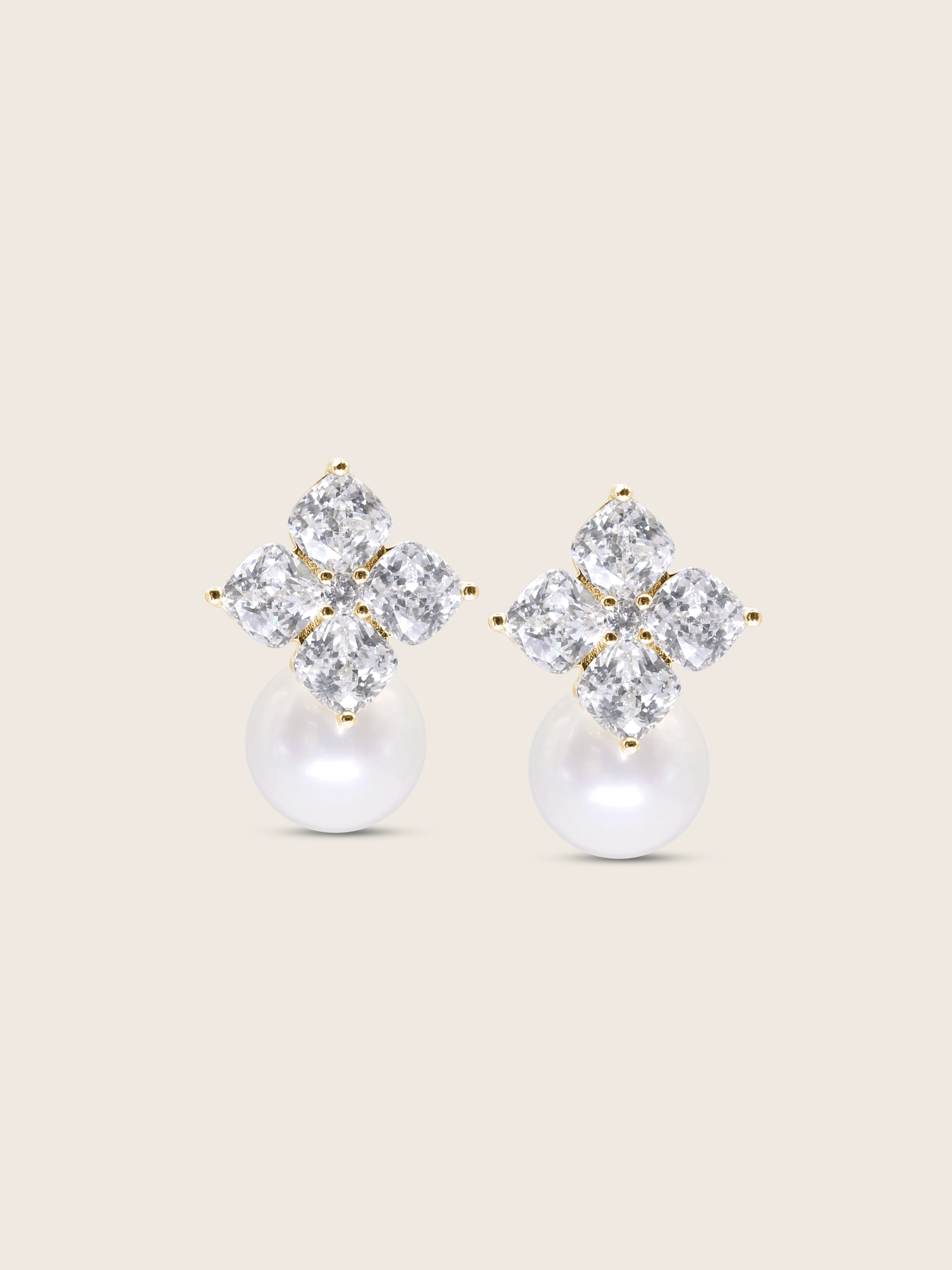Crystal Hydrangea Pearl Earrings - Image 3