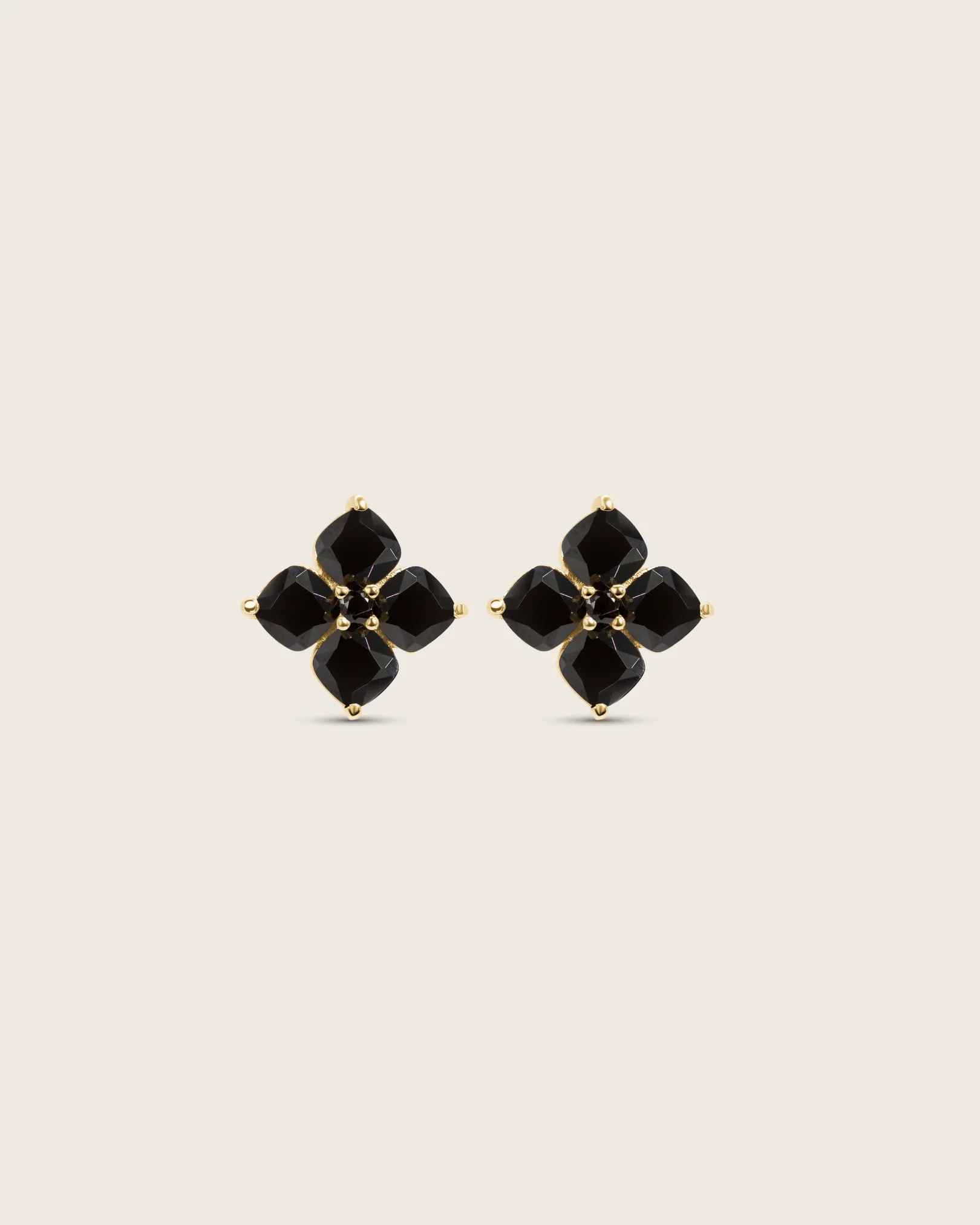 Crystal Hydrangea Stud Earrings - Espresso - Image 3
