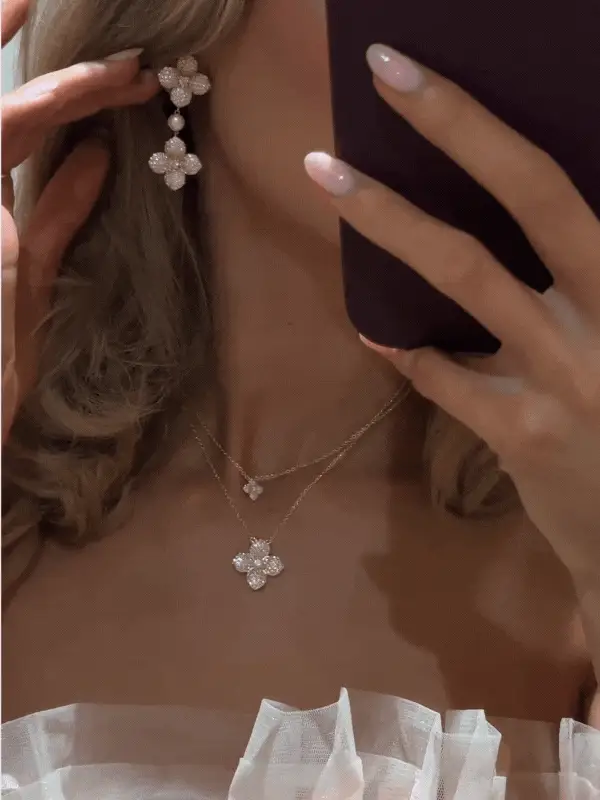 Hydrangea Necklace - Light Pink - Image 3