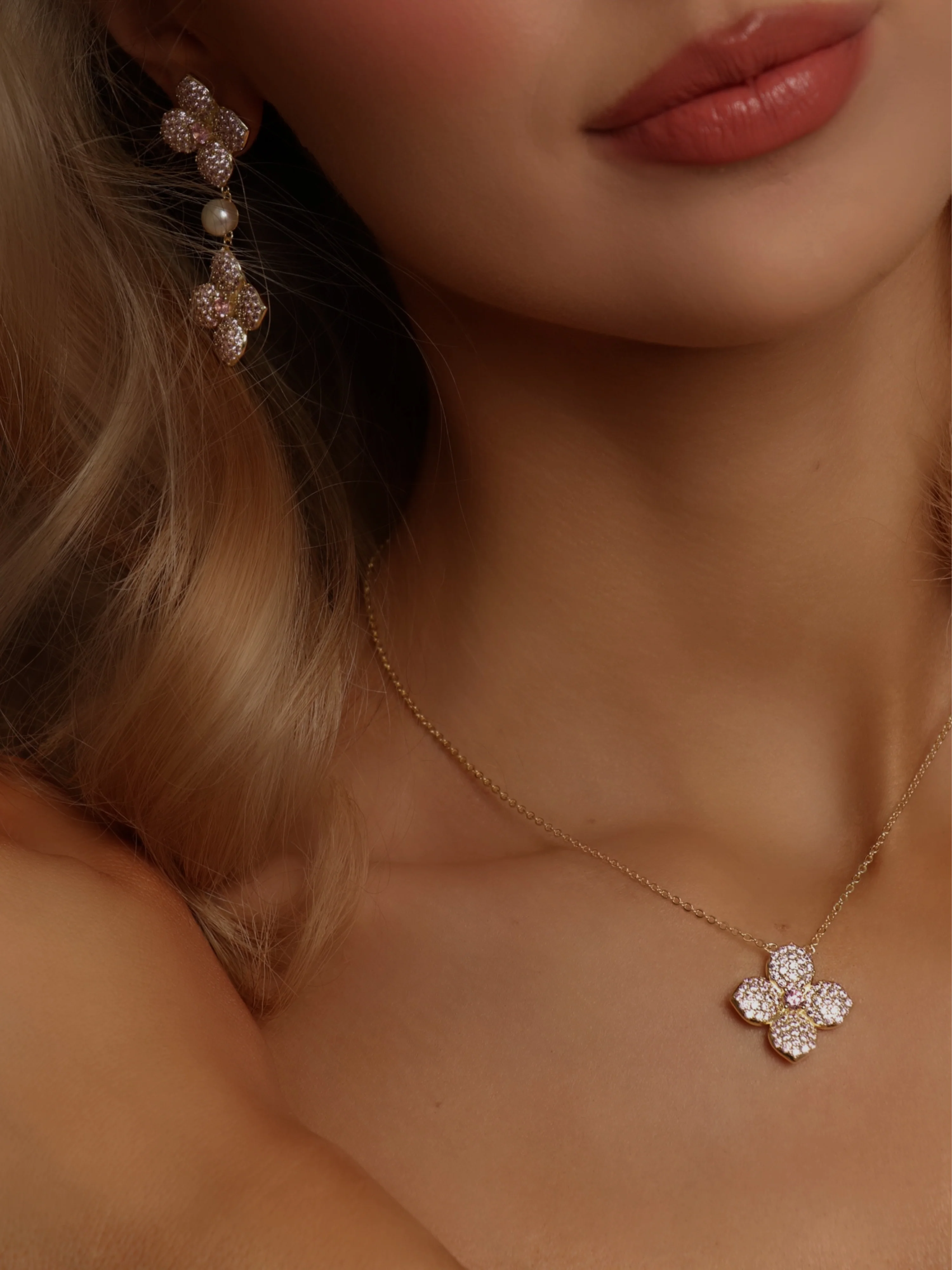 Hydrangea Necklace - Light Pink - Image 4
