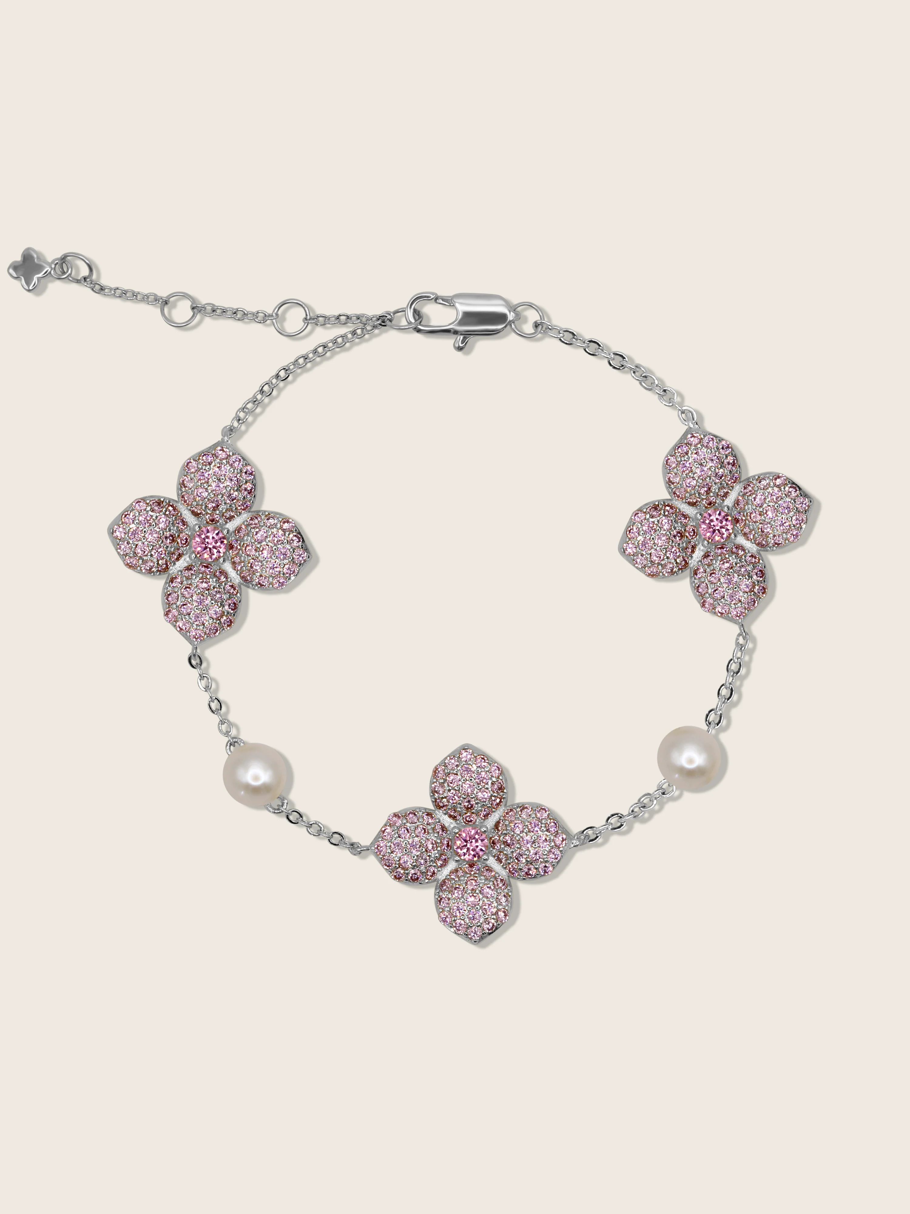 Hydrangea Pearl Bracelet - Light Pink - Image 2