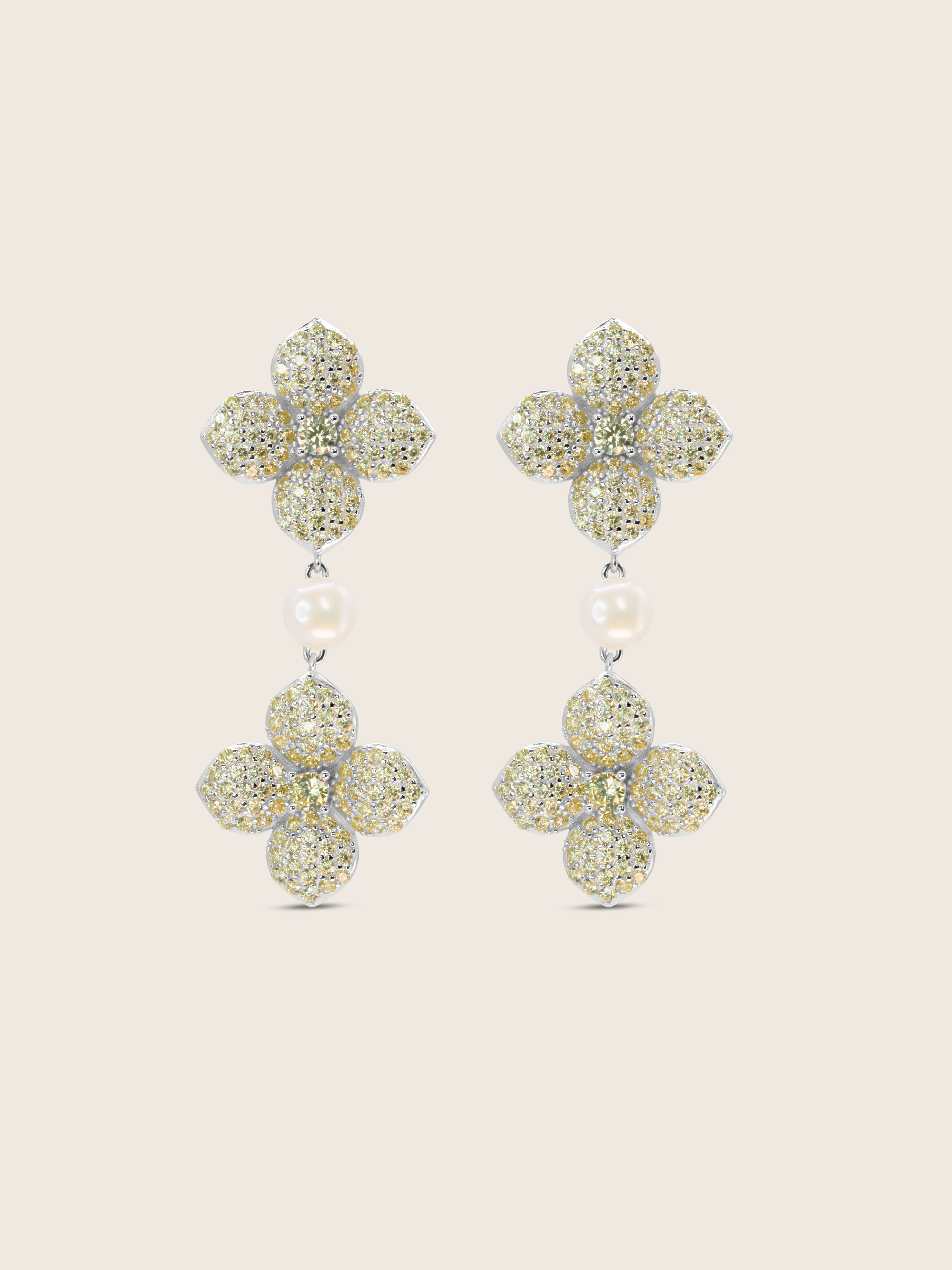 Hydrangea Pearl Drop Earring - Lemon Drop