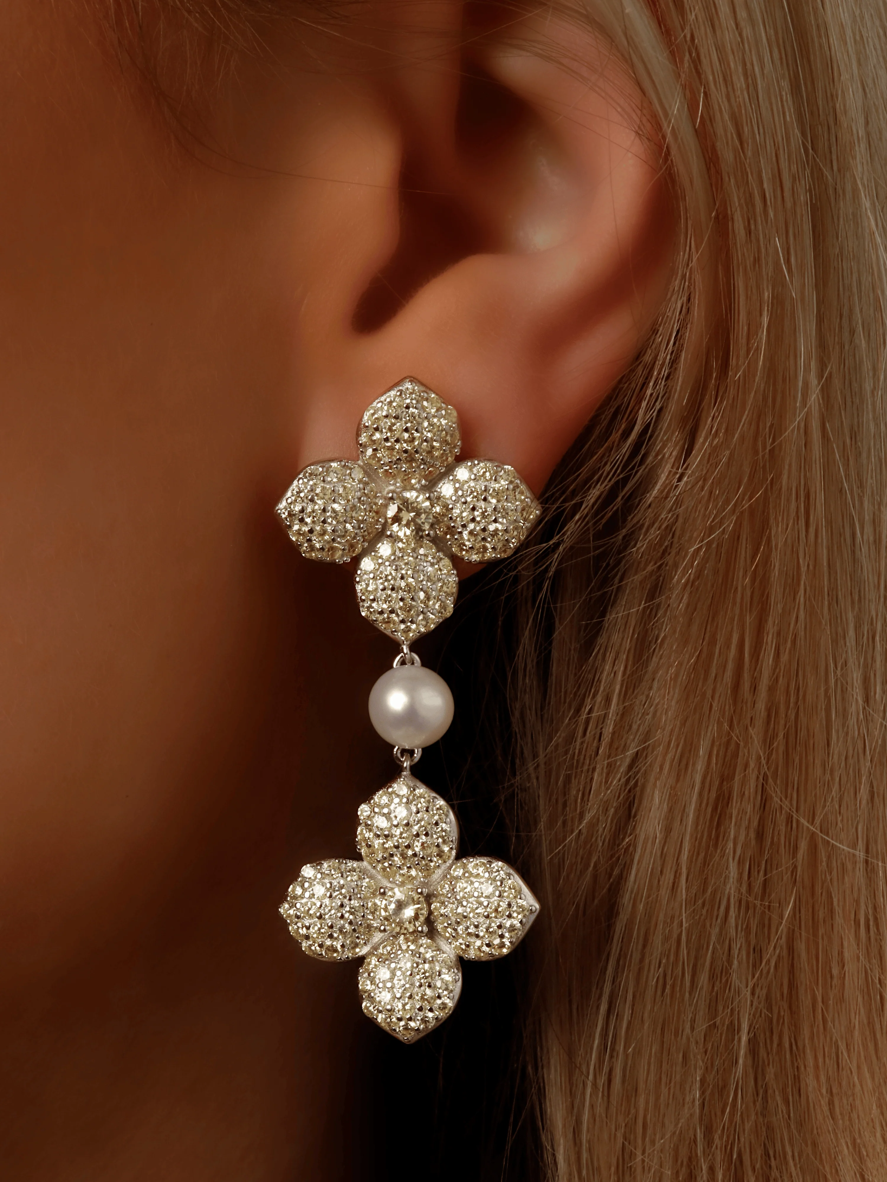 Hydrangea Pearl Drop Earring - Lemon Drop - Image 2