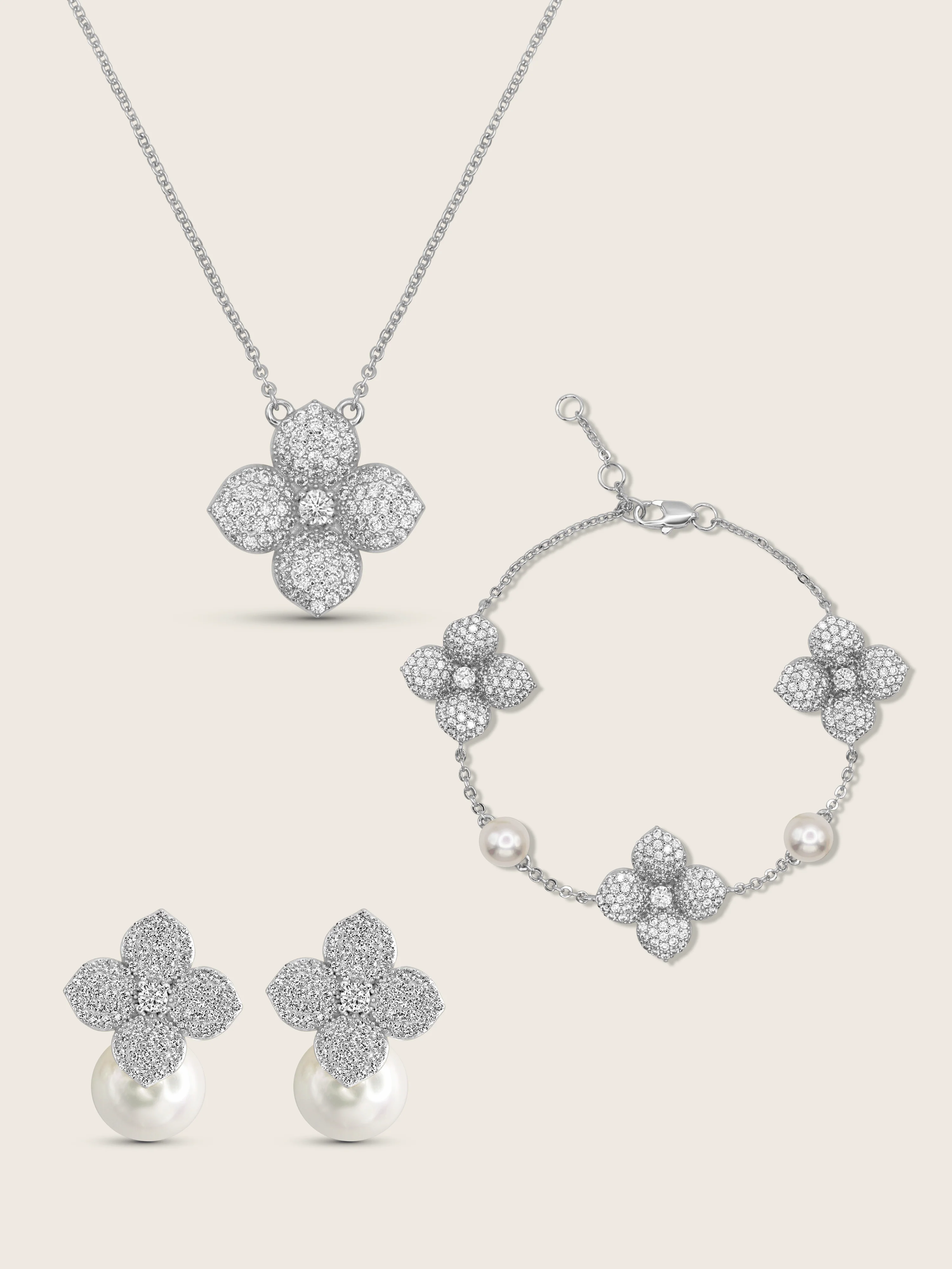Hydrangea Set - Necklace, Earrings & Bracelet