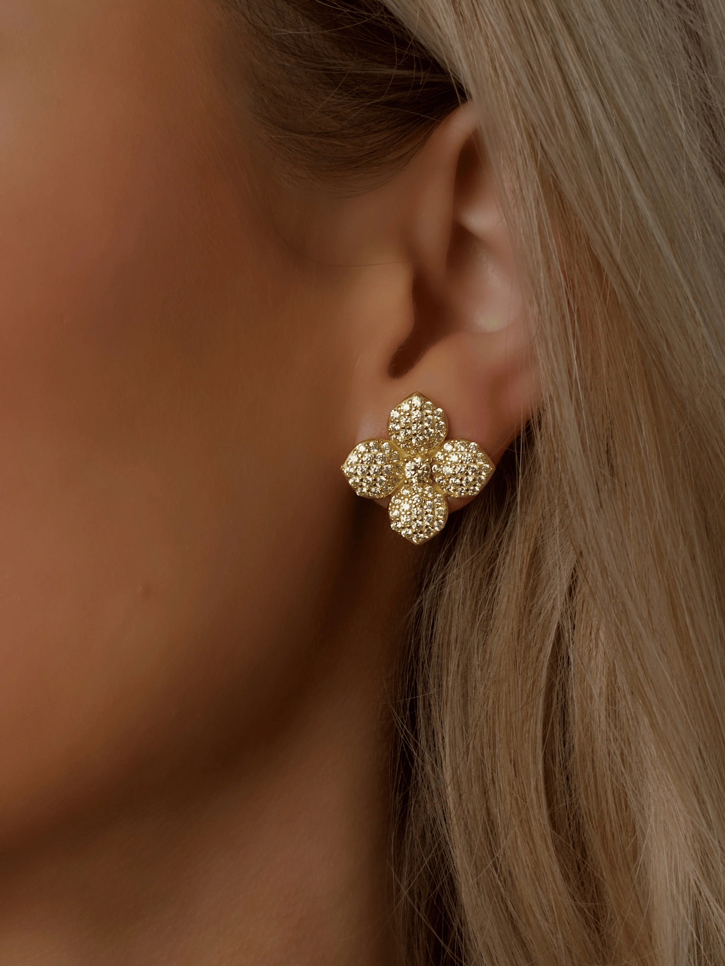 Hydrangea Stud Earrings - Lemon Drop - Image 2
