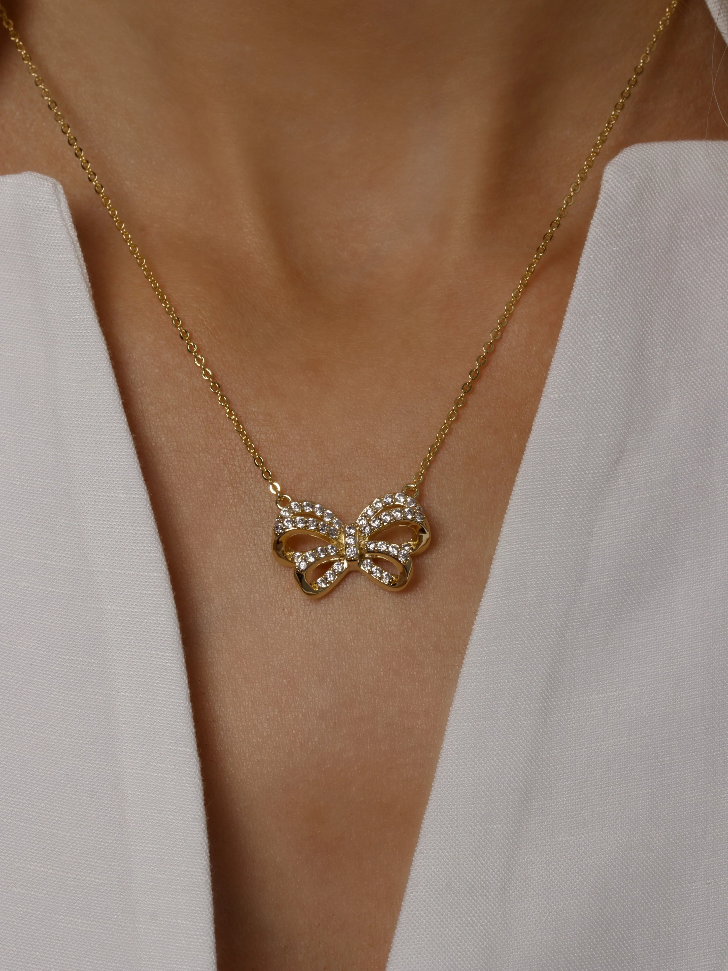 Meredith Bow Sparkly Necklace