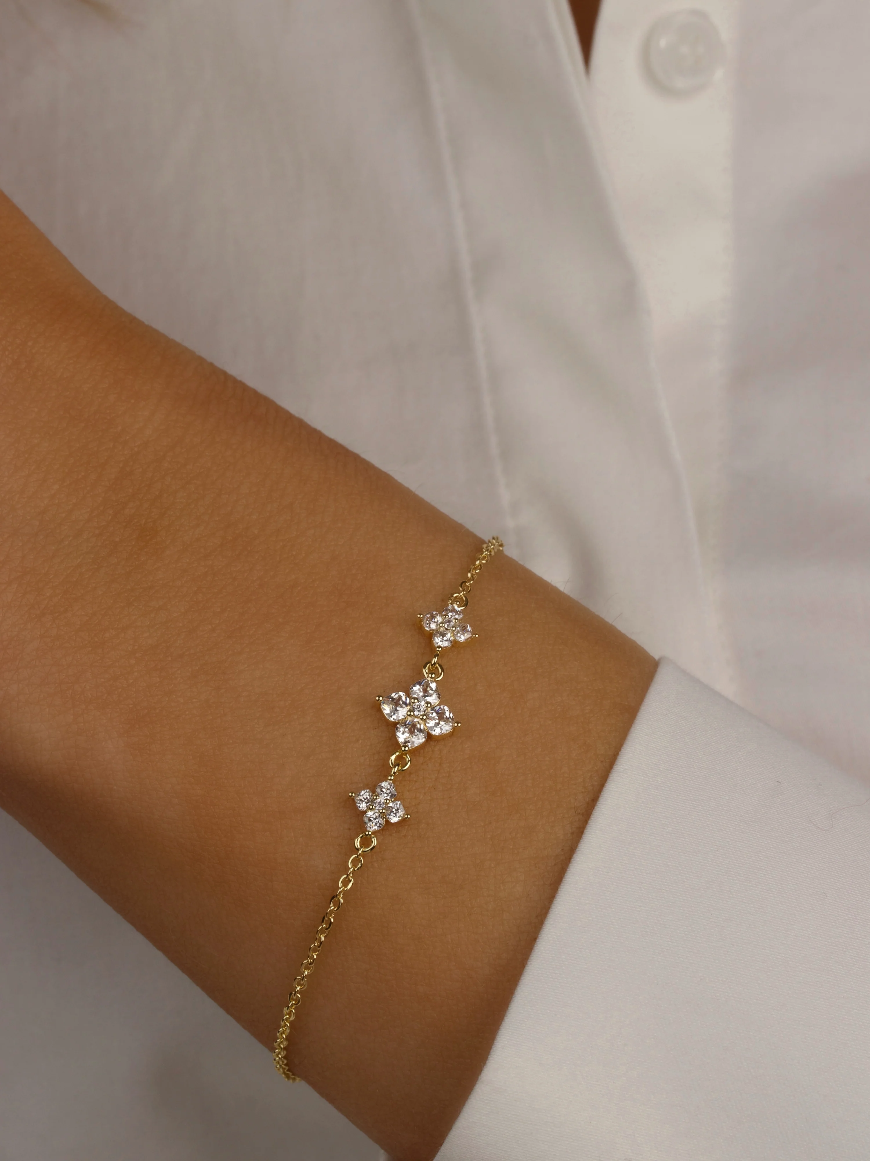 Triple Crystal Hydrangea Bracelet