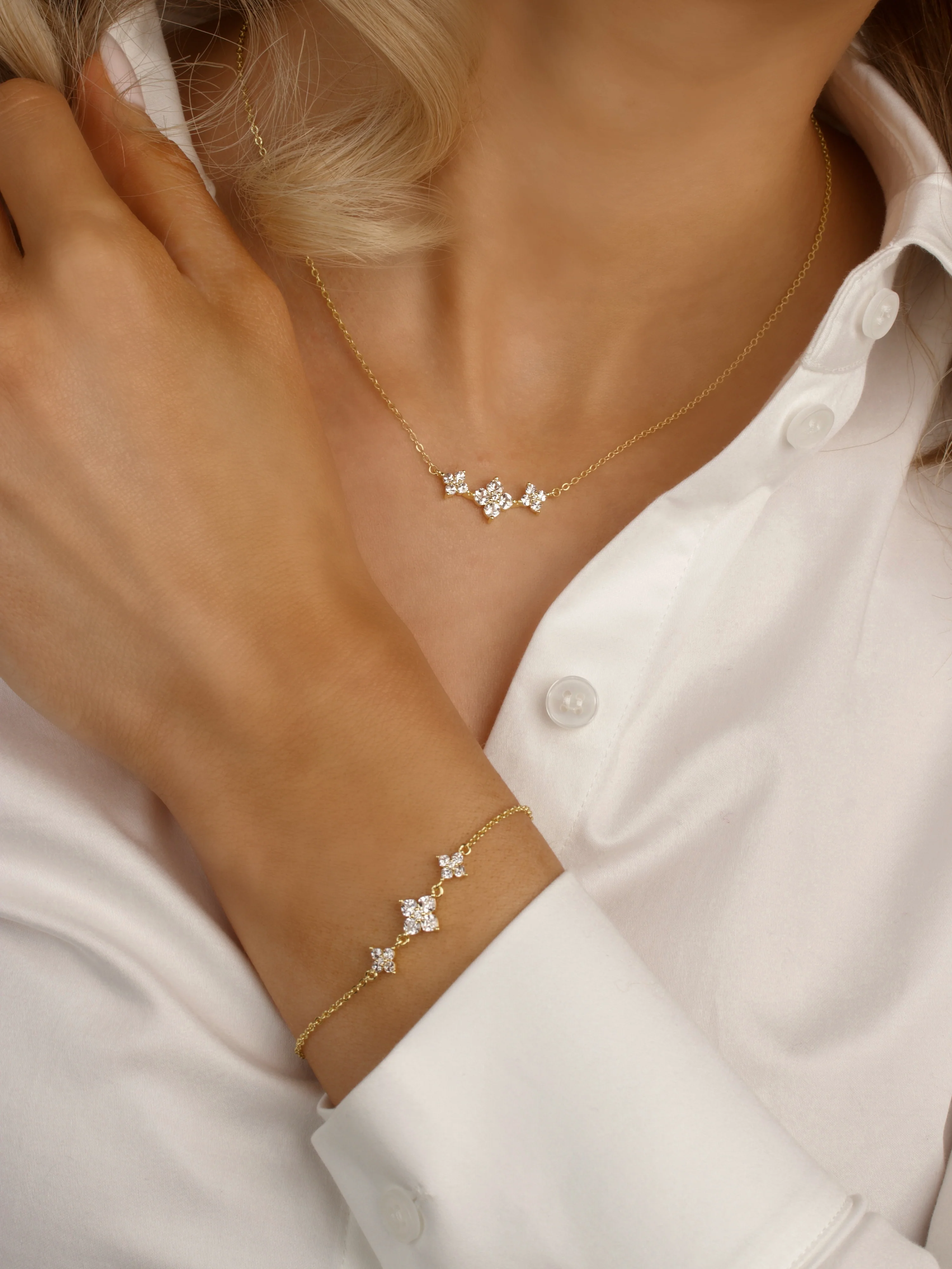 Triple Crystal Hydrangea Bracelet - Image 6
