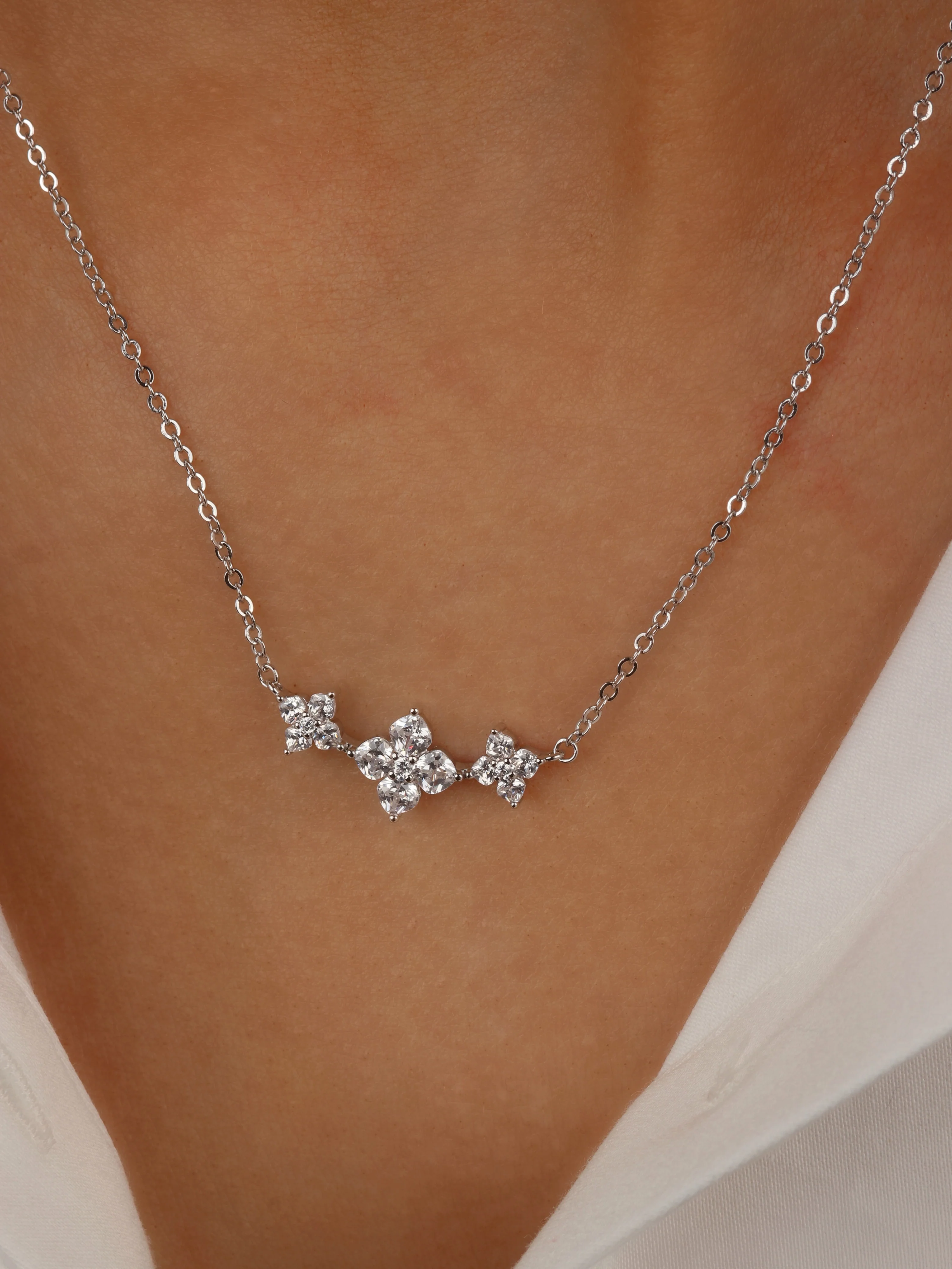 Triple Crystal Hydrangea Necklace - Image 3