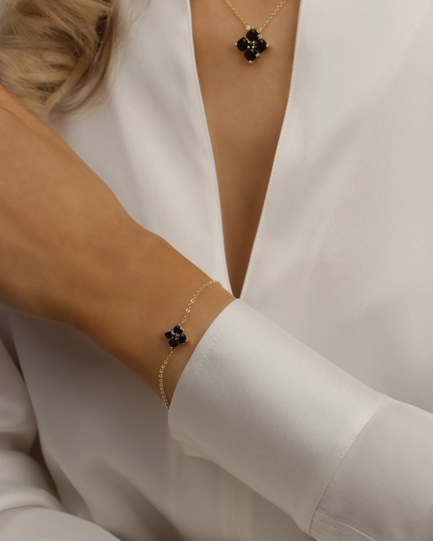 Mini Crystal Hydrangea Bracelet - Espresso - Image 3