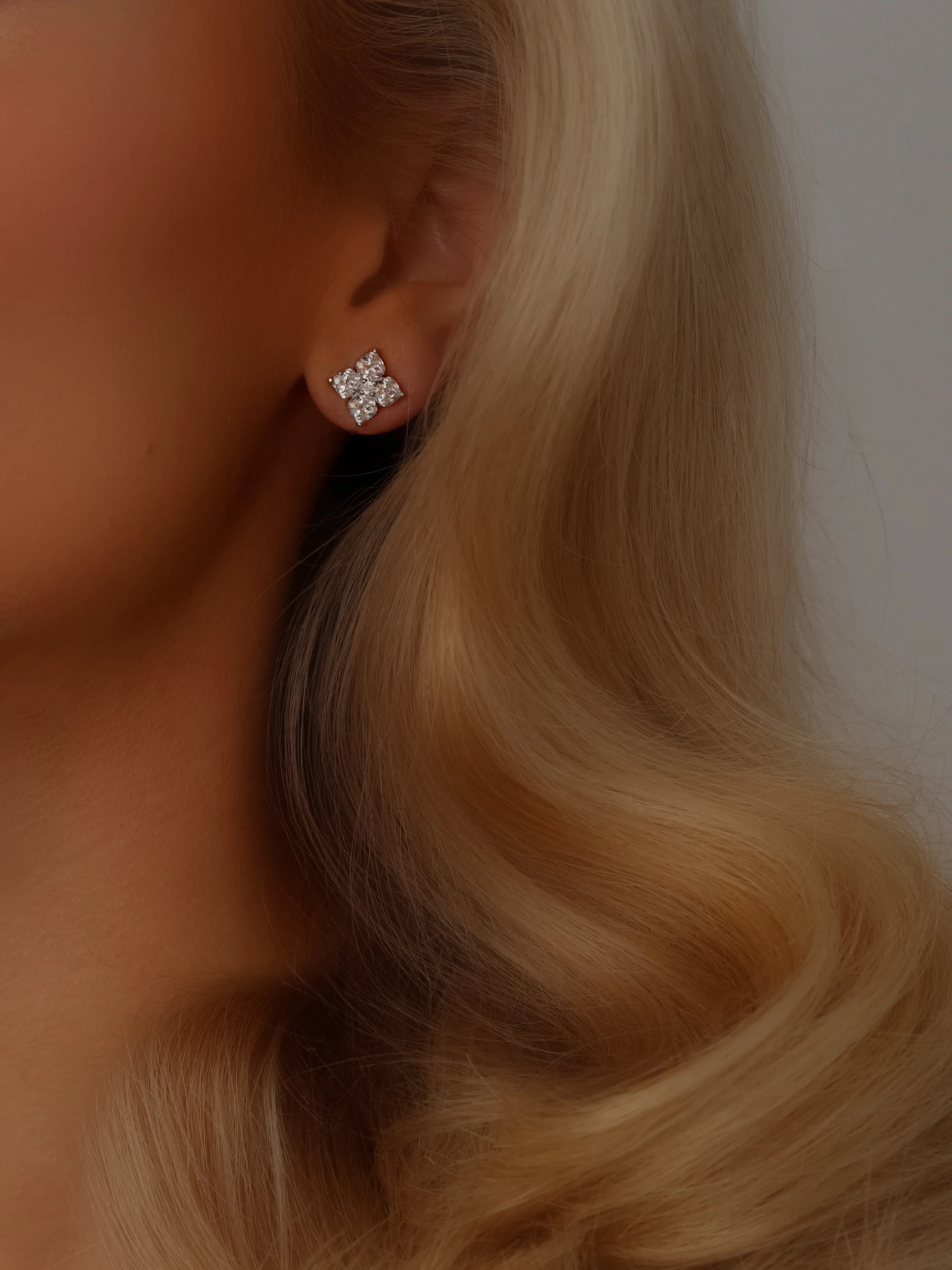 Mini Crystal Hydrangea Stud Earrings - Image 2