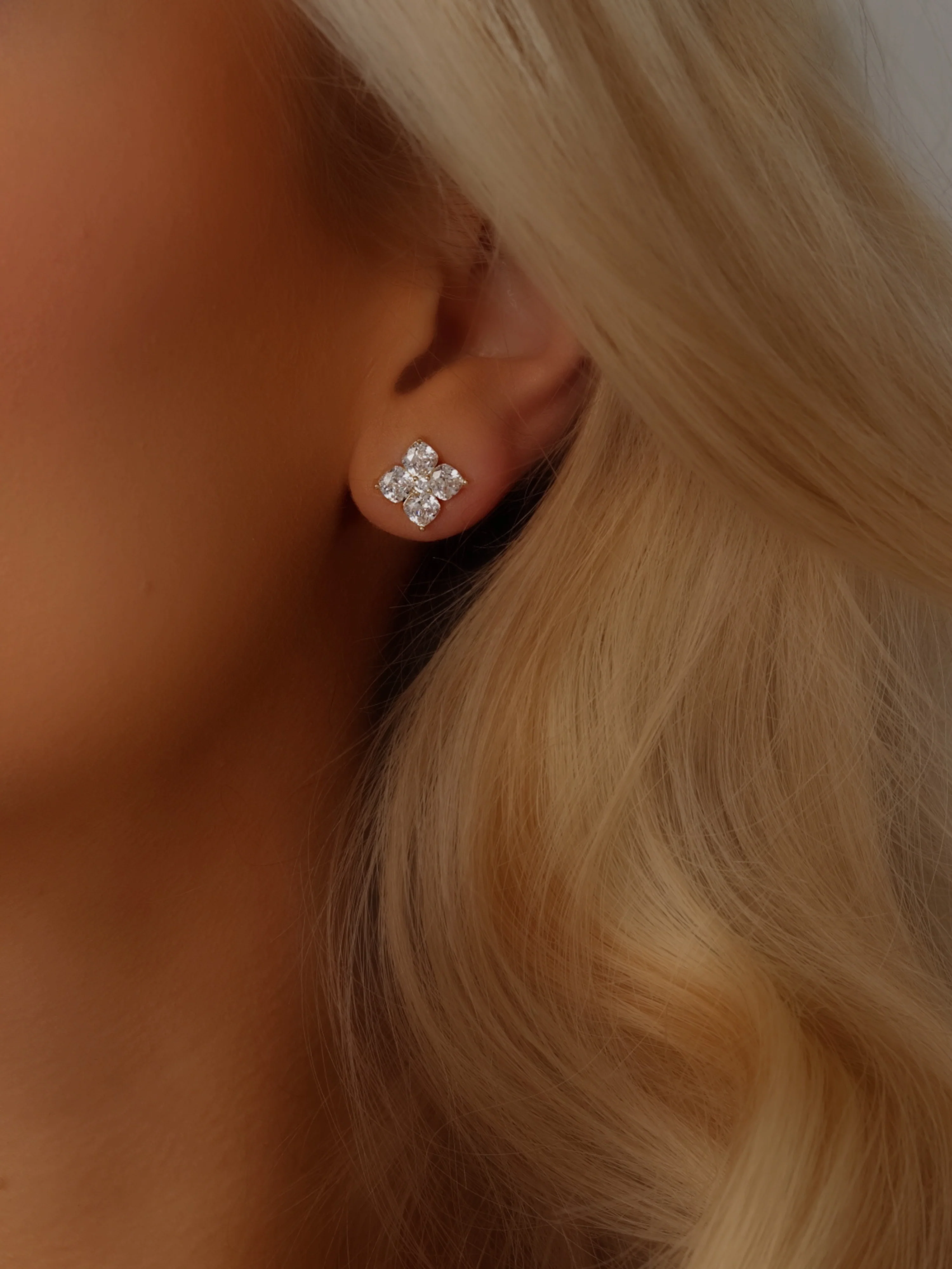 Mini Crystal Hydrangea Stud Earrings - Image 2