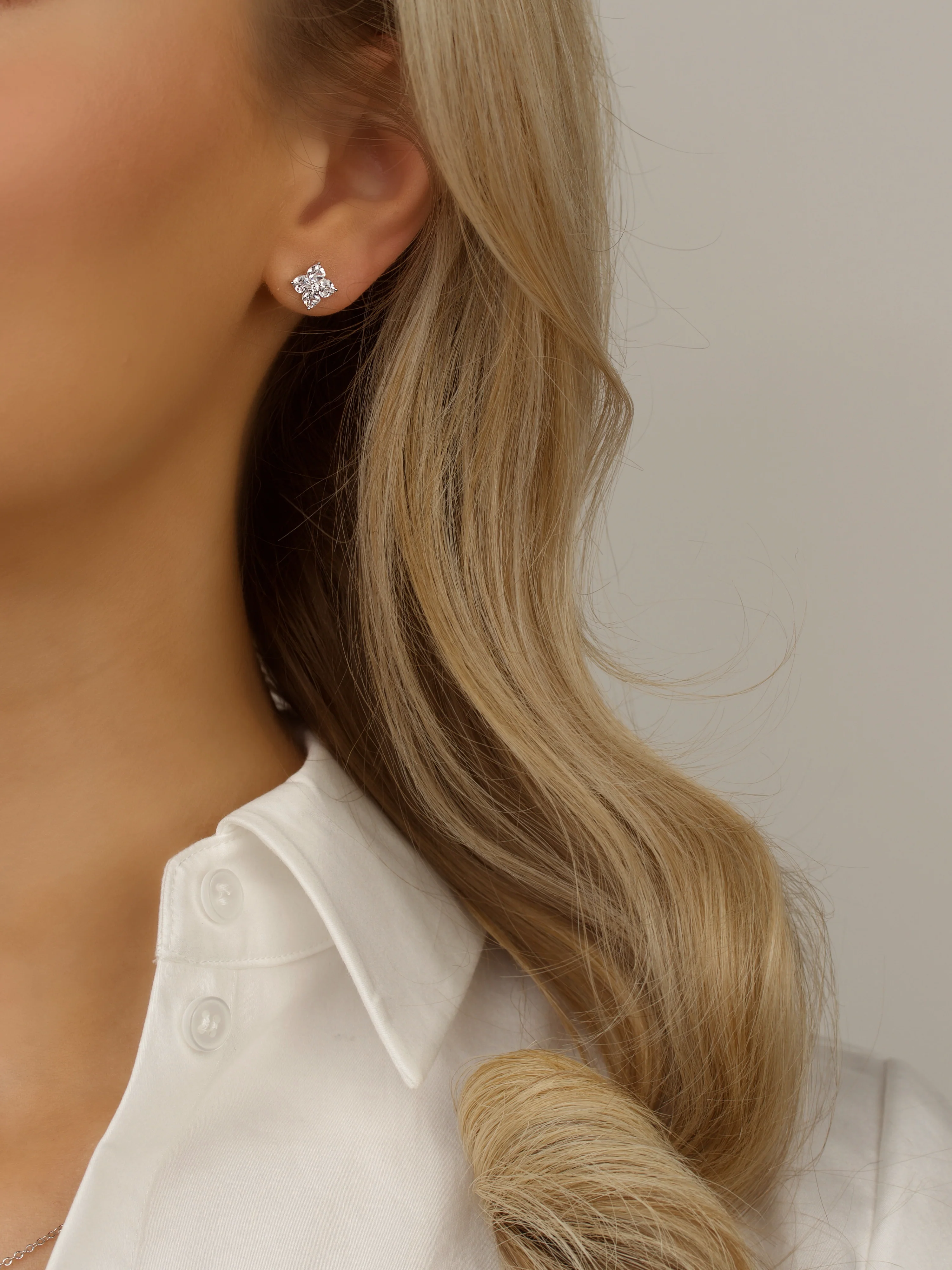 Petite Crystal Hydrangea Stud Earrings - Image 3