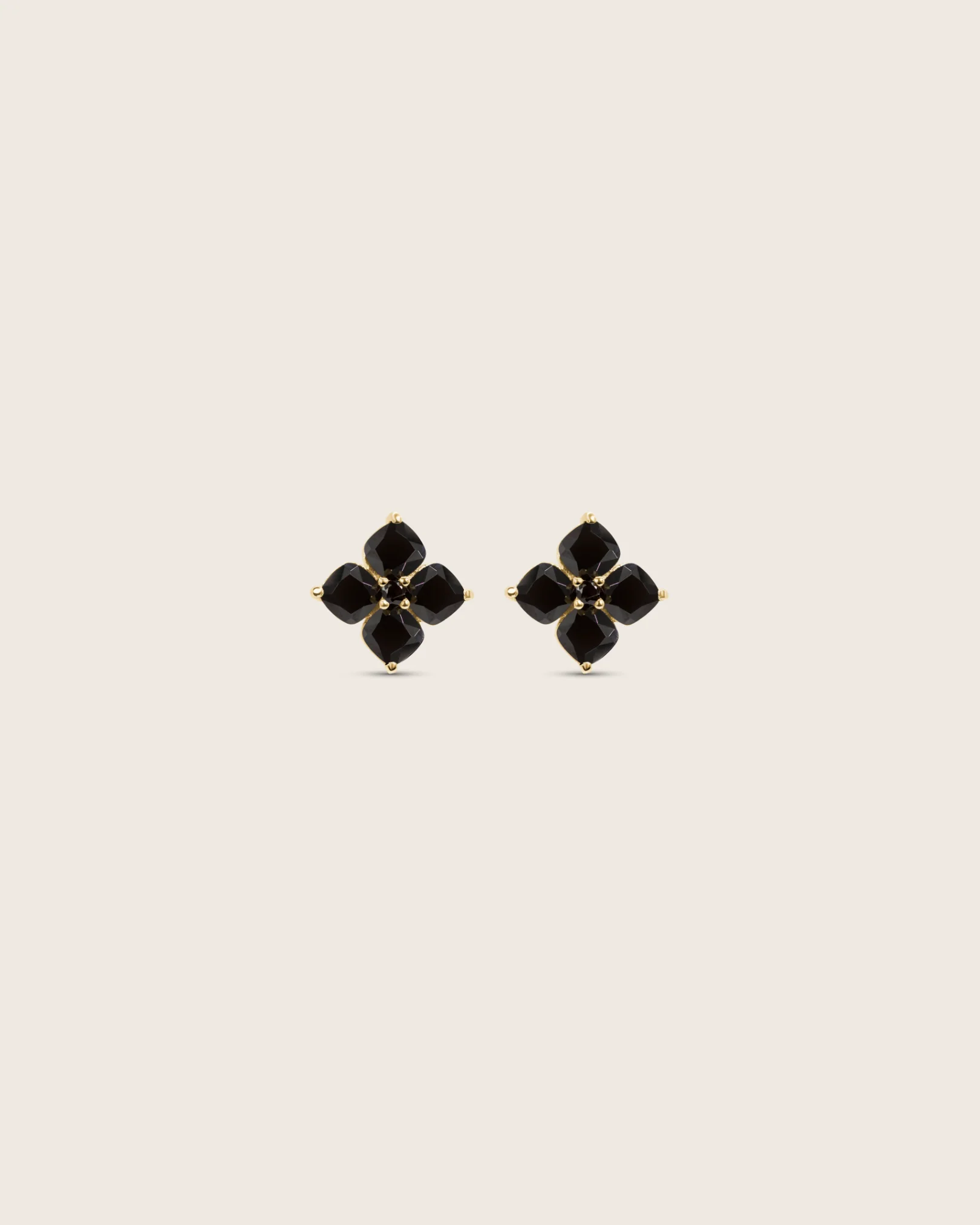 Mini Crystal Hydrangea Stud Earrings - Espresso - Image 3
