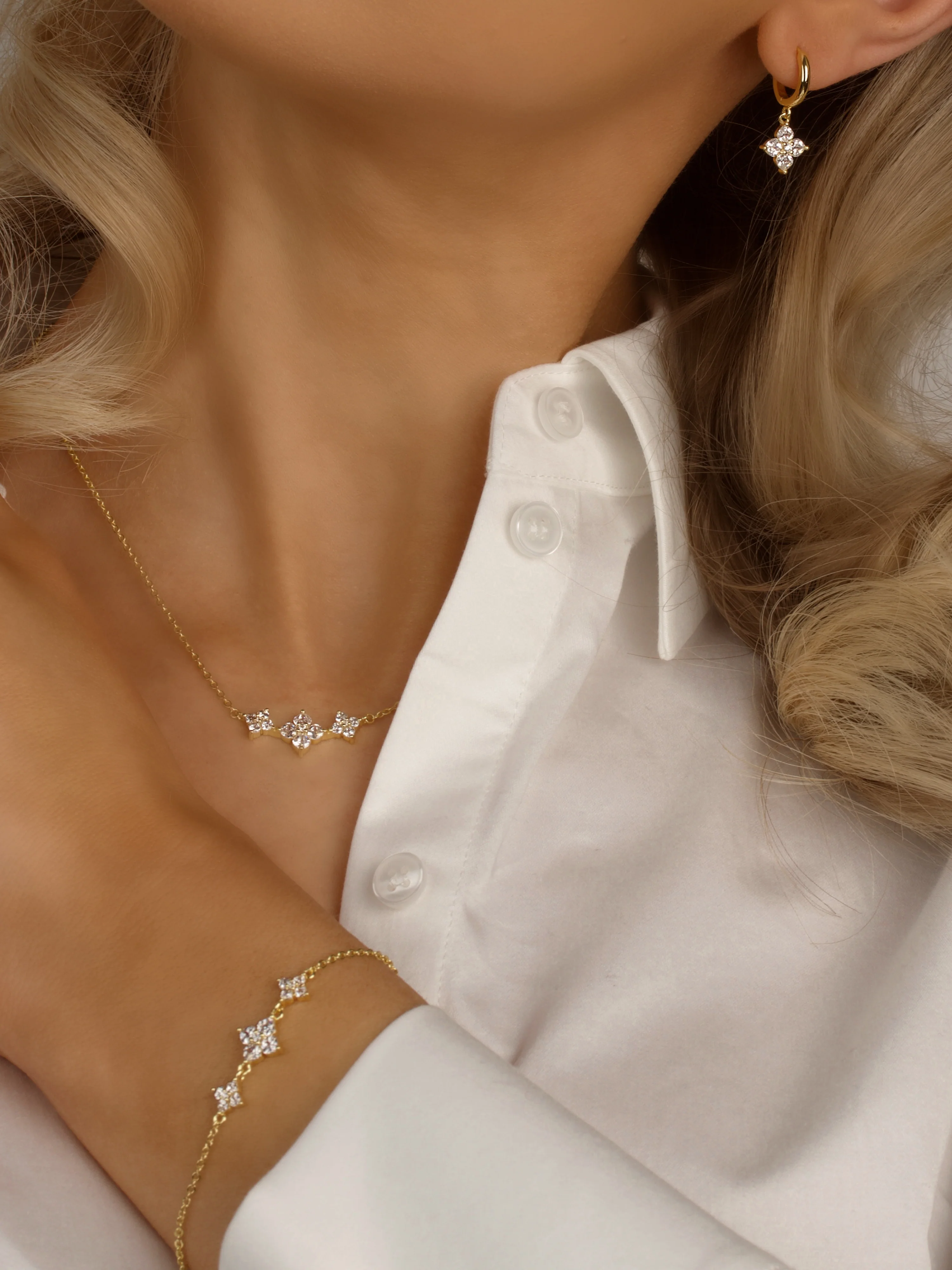 Petite Crystal Hydrangea Hoop Earrings - Image 4