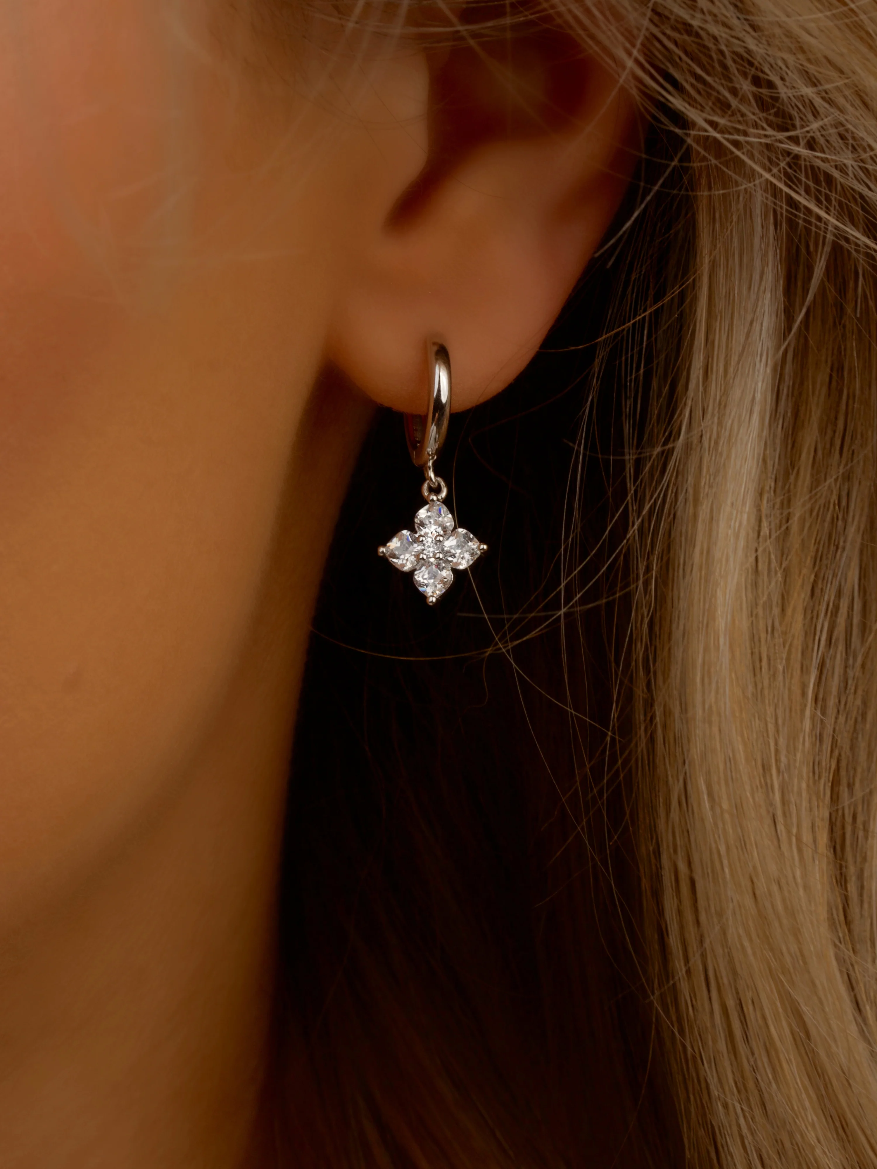 Petite Crystal Hydrangea Hoop Earrings