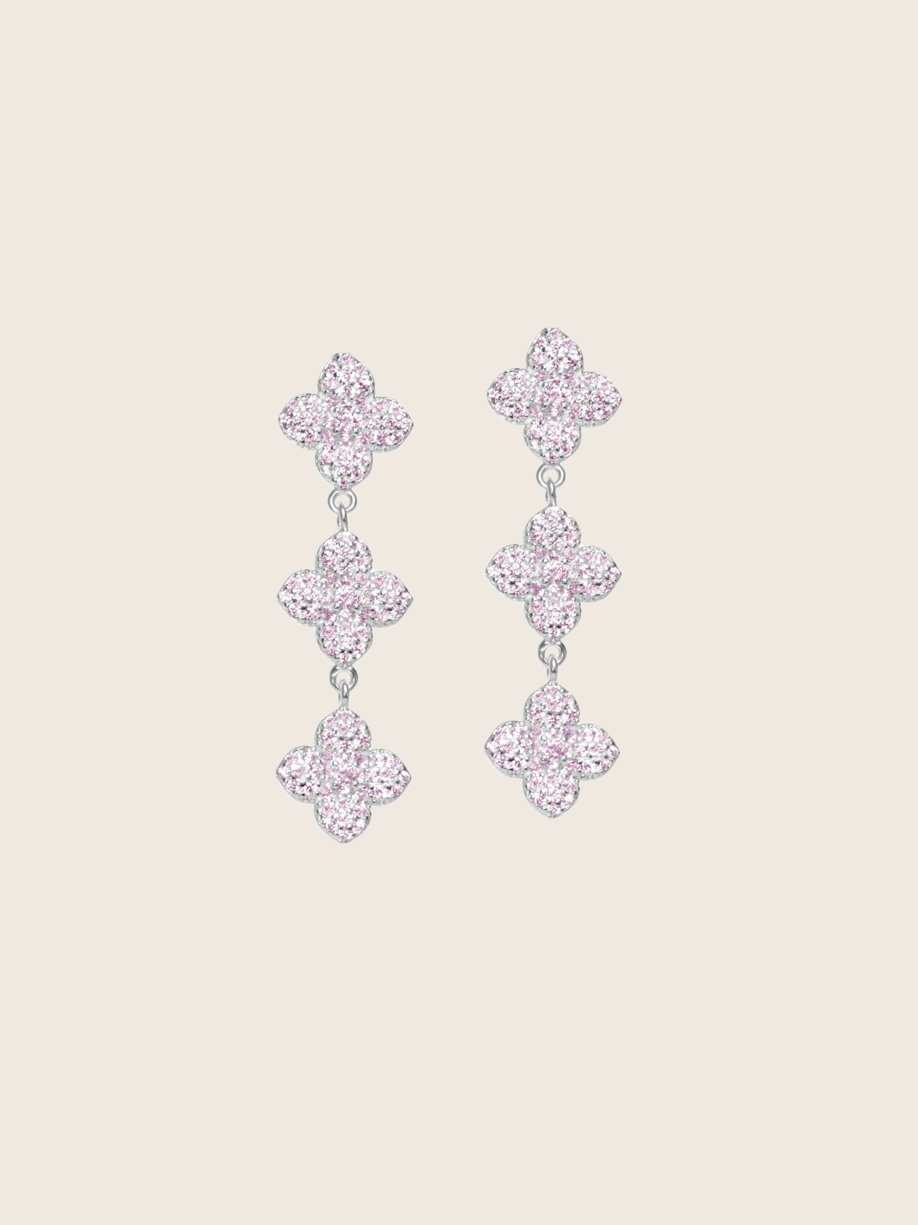 Mini-Triple Hydrangea Earrings - Light Pink - Image 2
