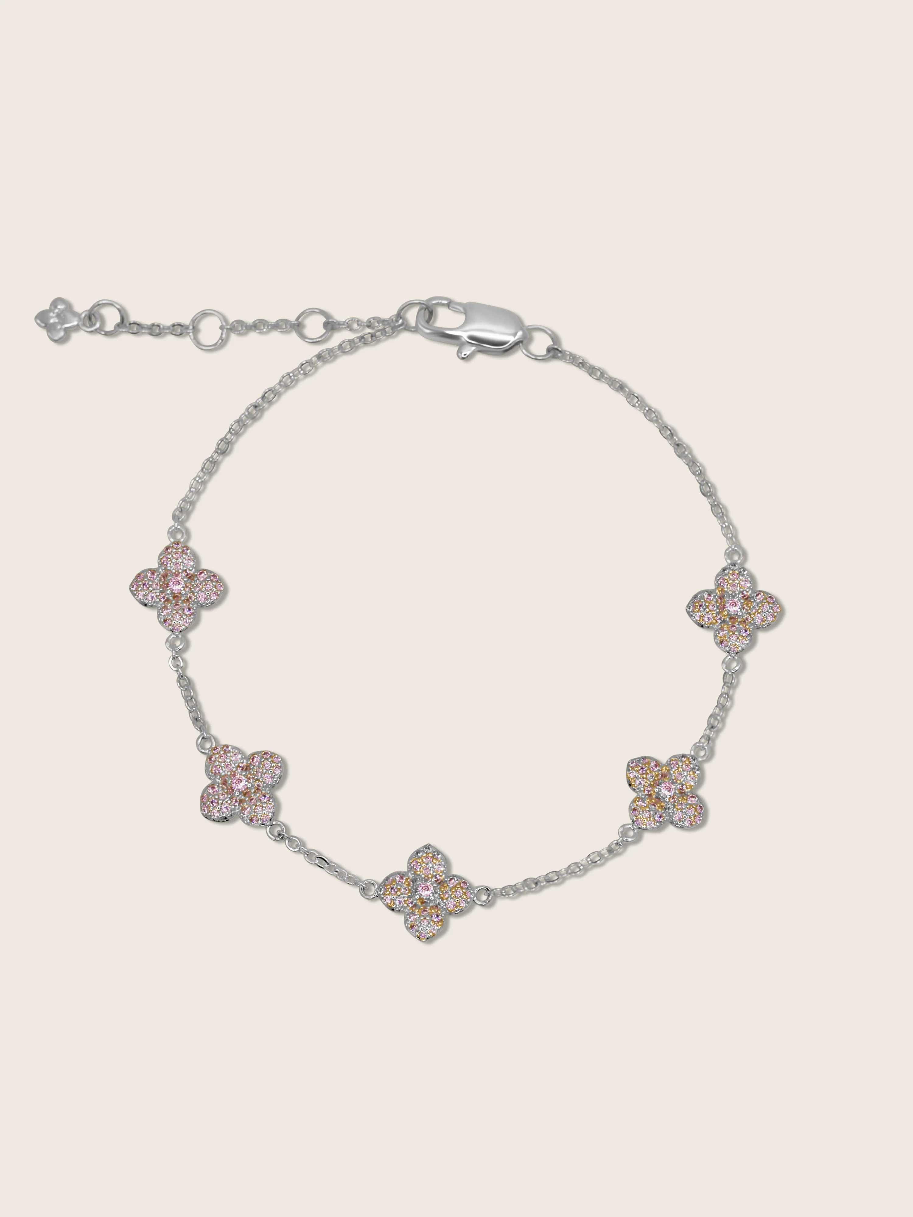 Multi-Mini Hydrangea Bracelet - Light Pink