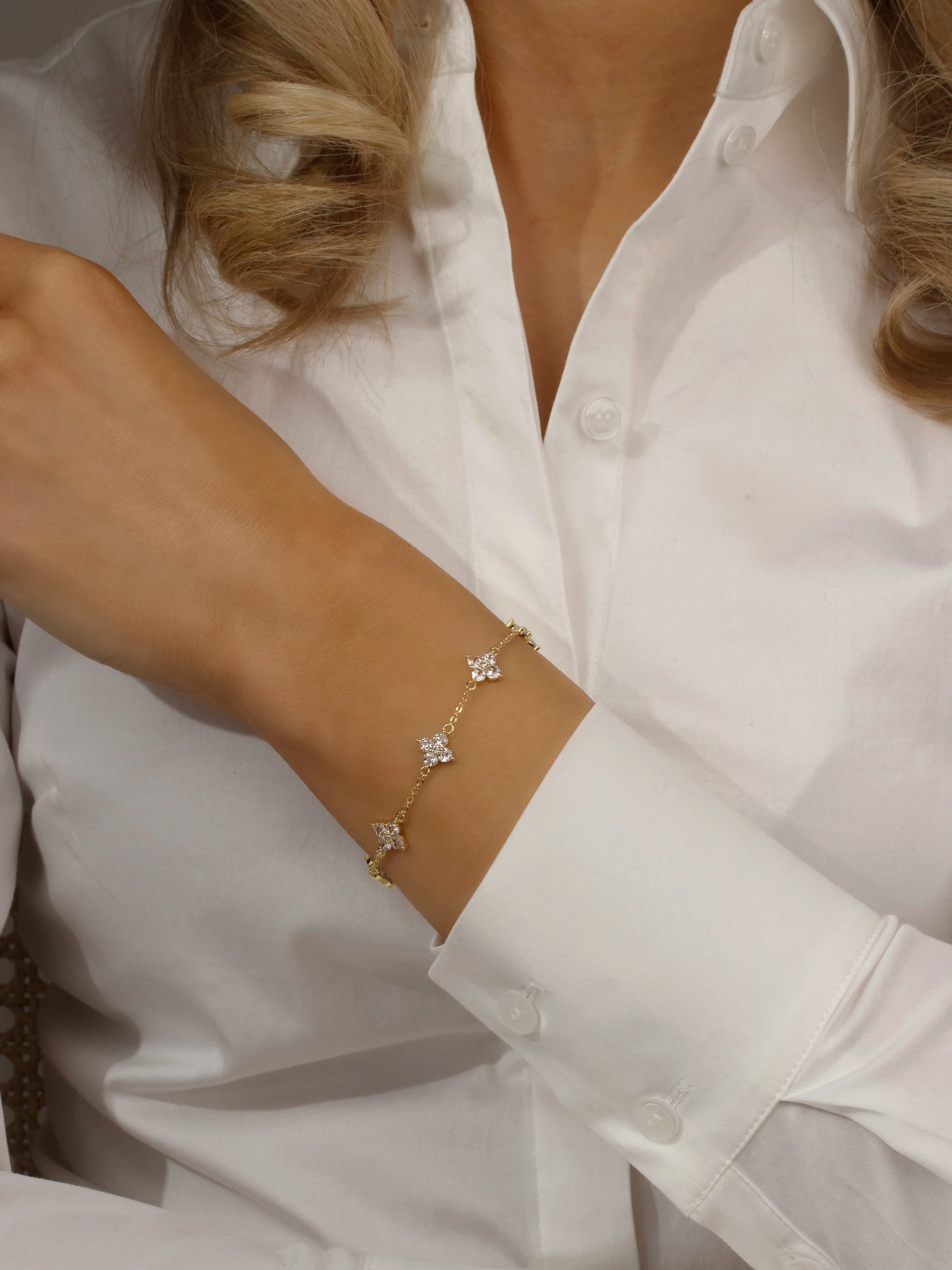 Multi-Petite Crystal Hydrangea Bracelet - Image 3