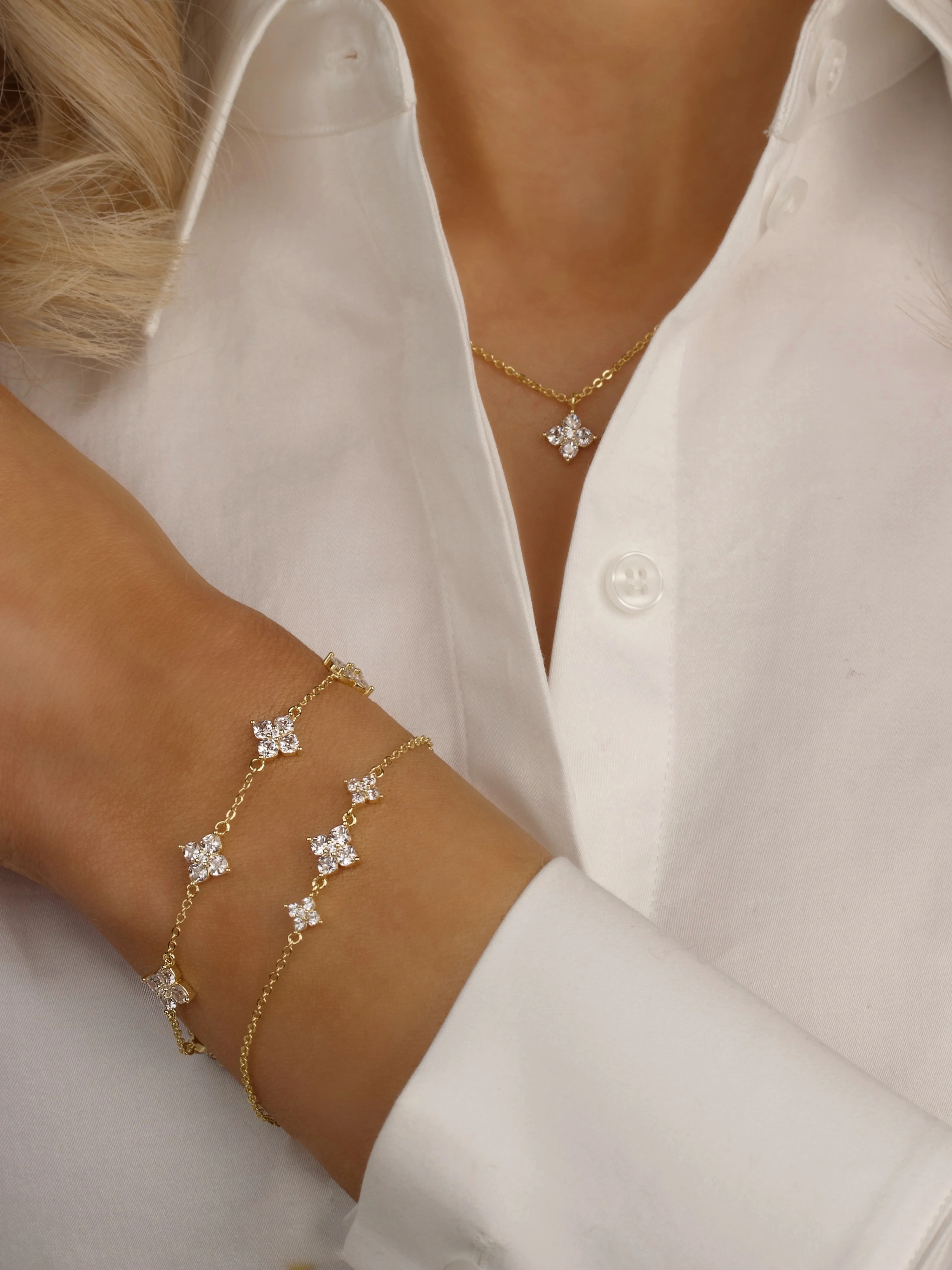 Multi-Petite Crystal Hydrangea Bracelet - Image 4