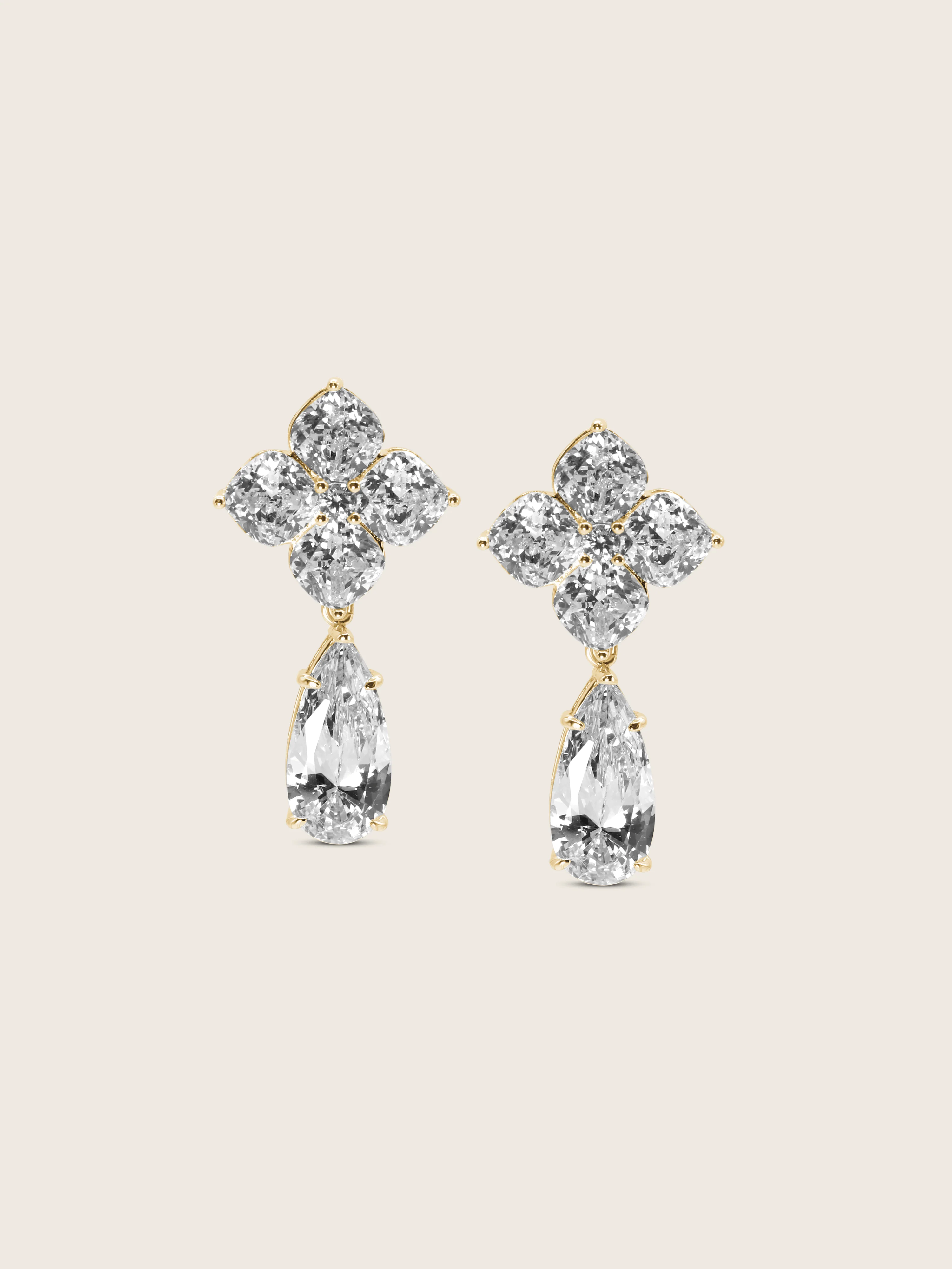 Large Crystal Hydrangea Pear Drop Earrings - Image 2
