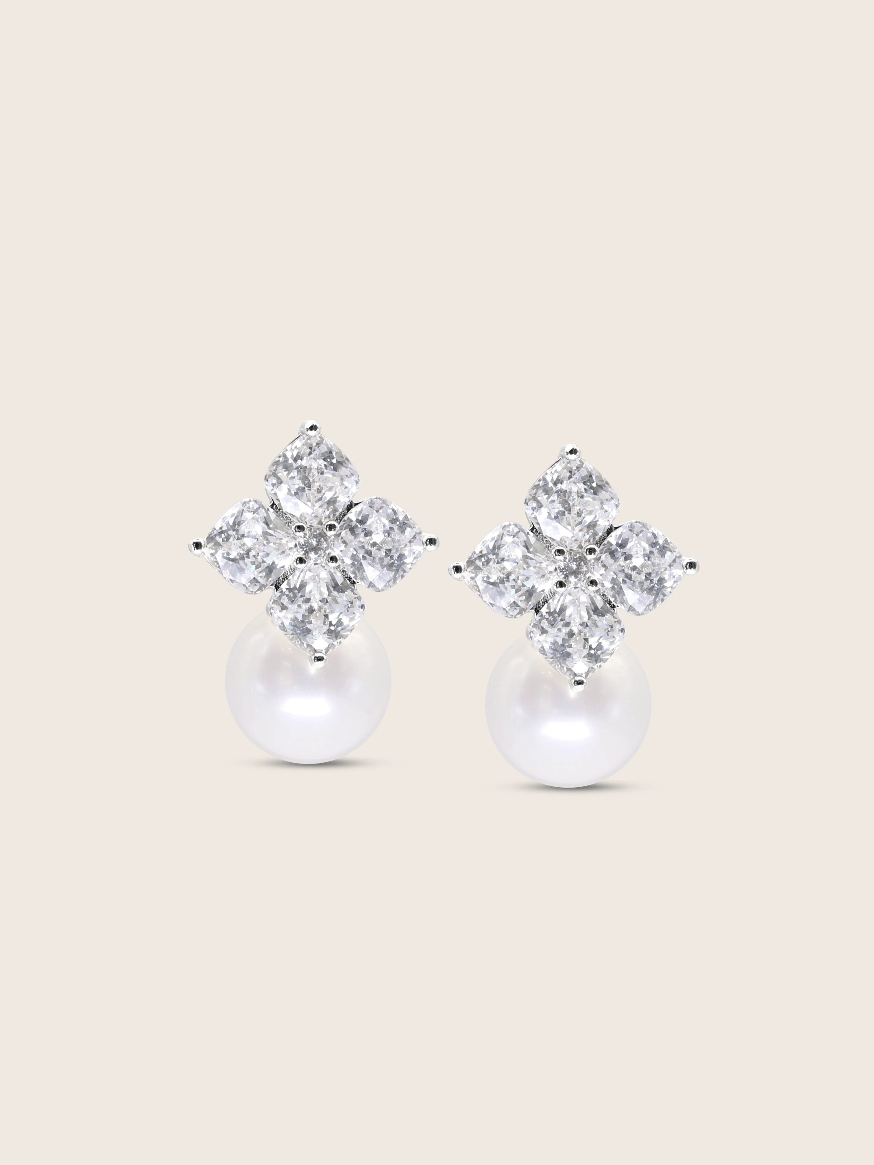 Crystal Hydrangea Pearl Earrings - Image 3