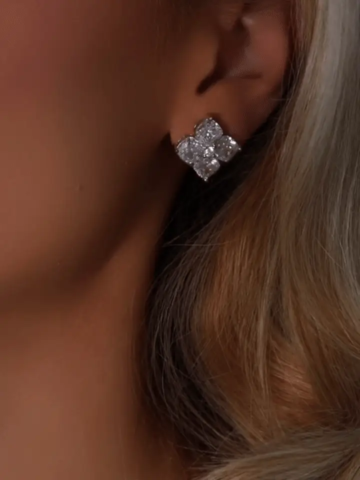 Crystal Hydrangea Stud Earrings - Image 3