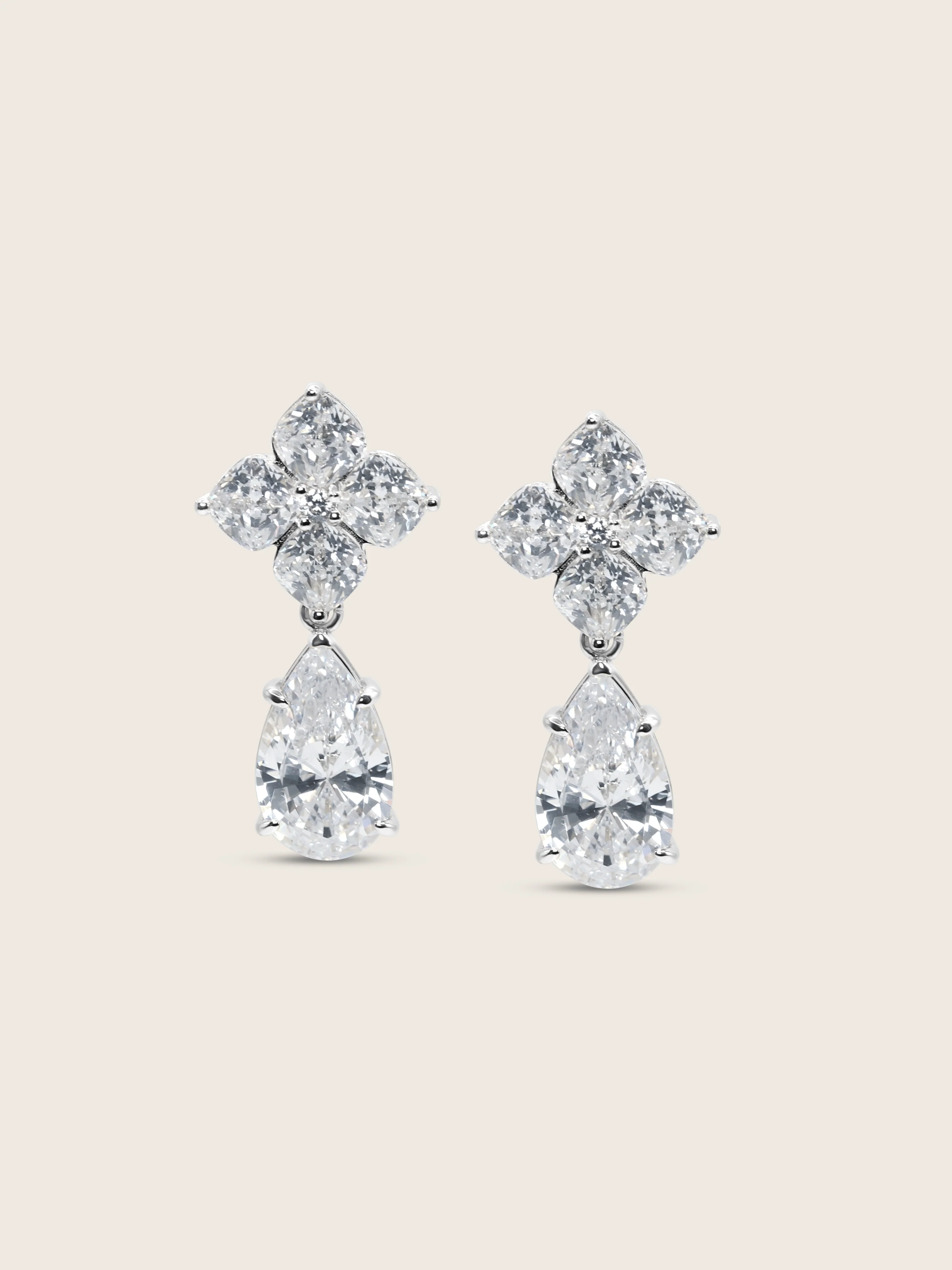 Crystal Hydrangea Pear Drop Earrings - Image 2