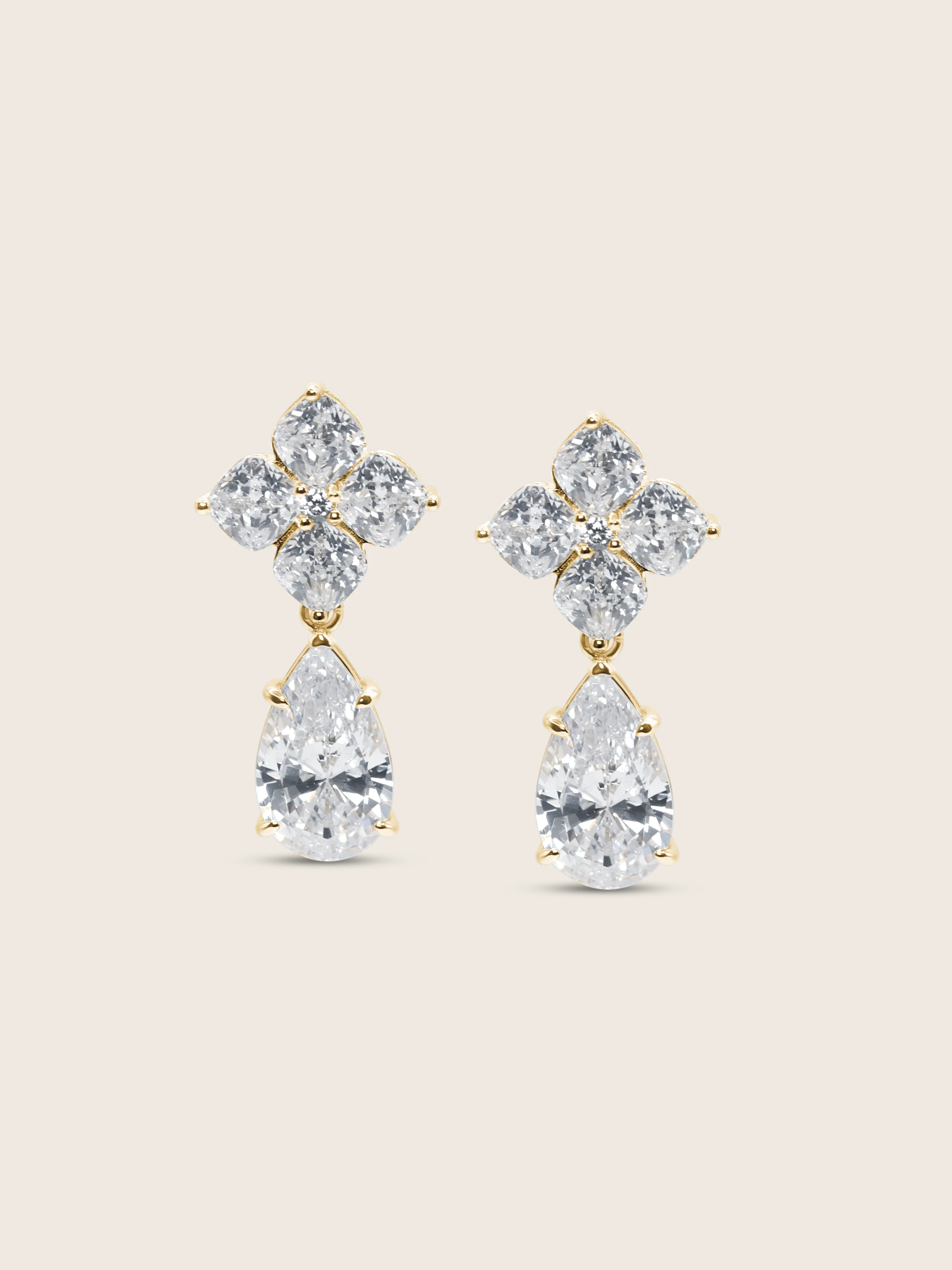 Crystal Hydrangea Pear Drop Earrings