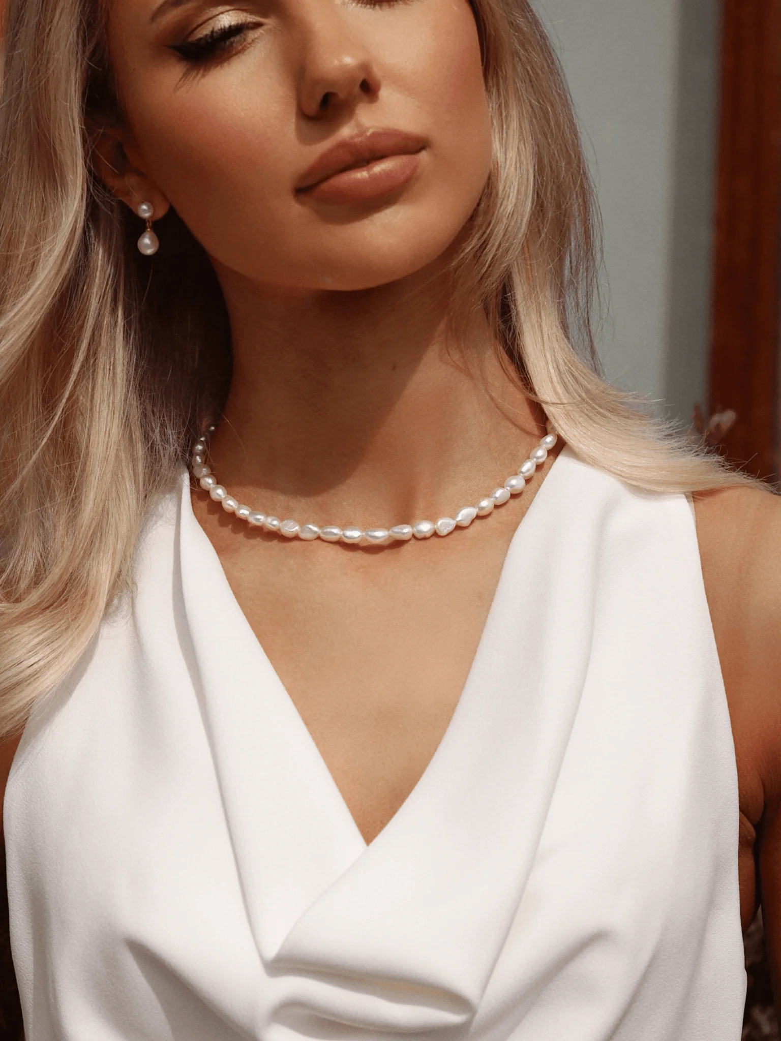 Blair Double-Pearl Drop Earrings - Image 3