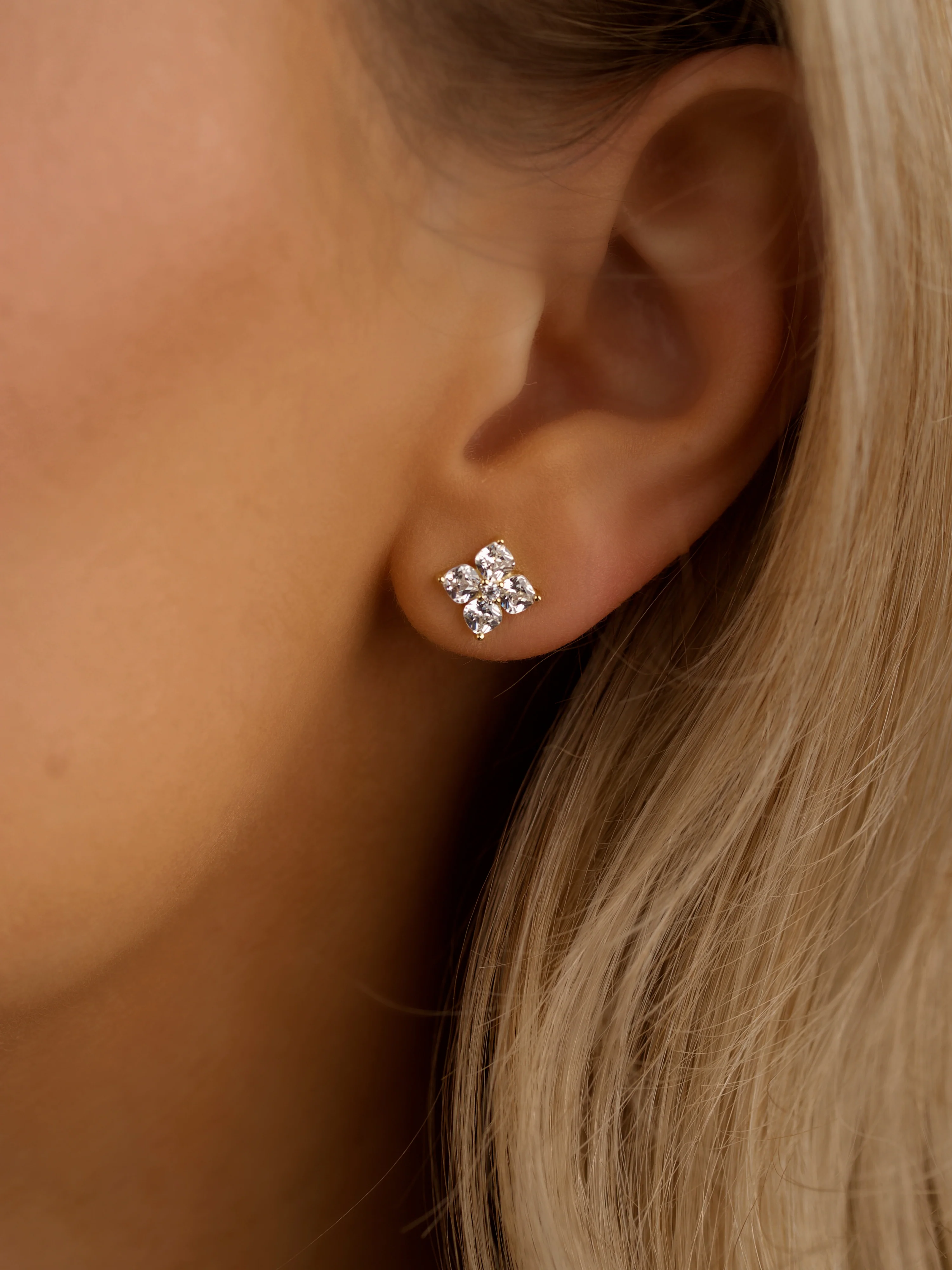 Petite Crystal Hydrangea Stud Earrings
