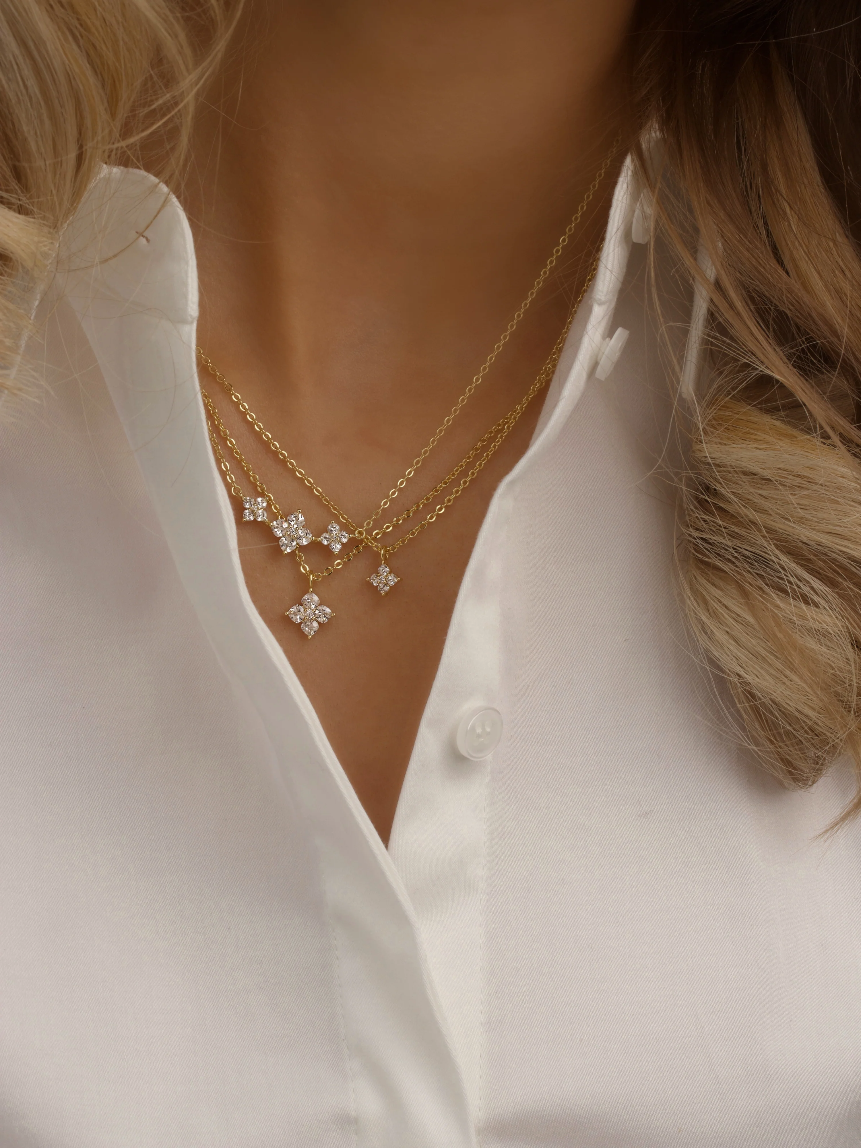 Triple Crystal Hydrangea Necklace - Image 3